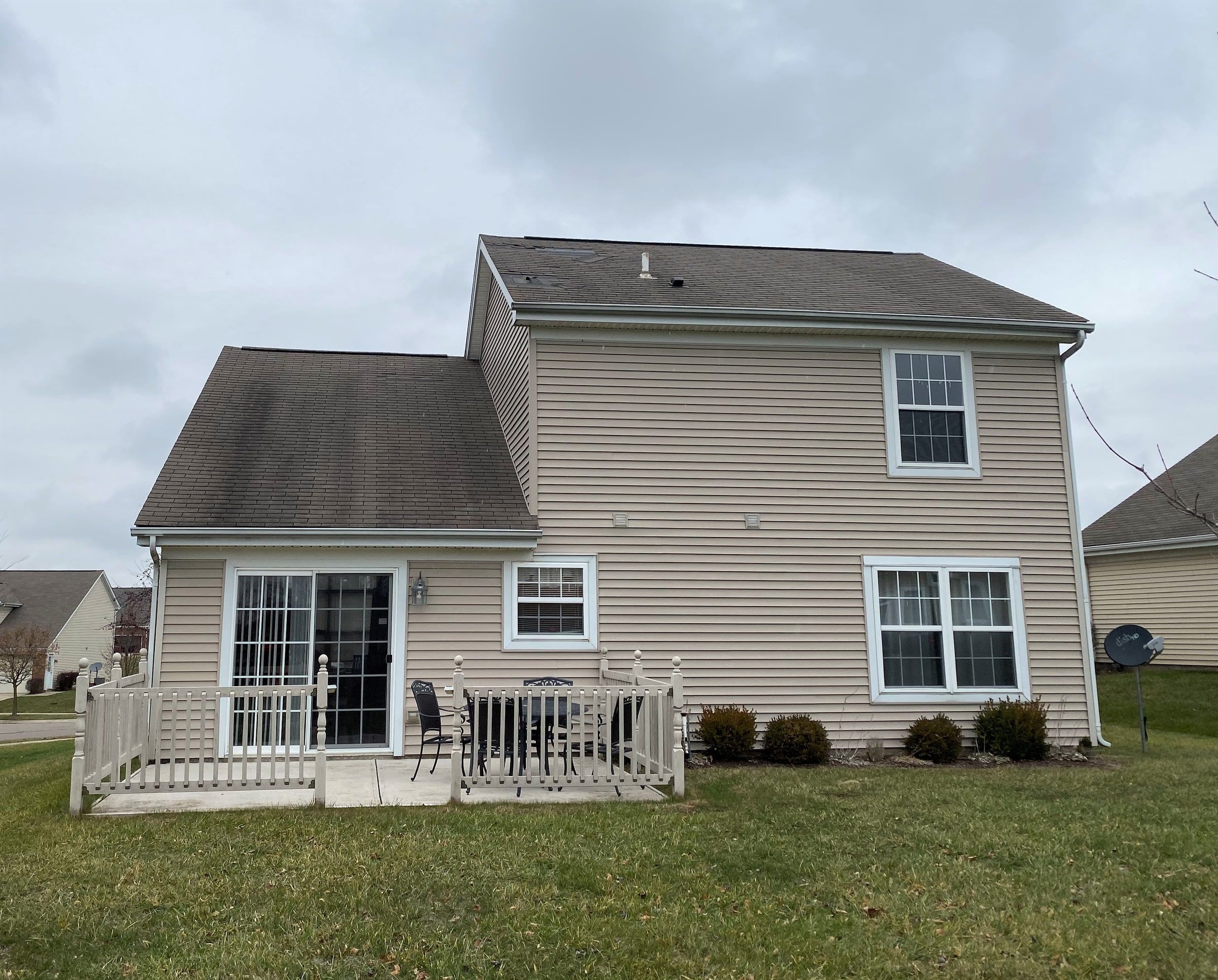 Rear elevation under a gray winter sky