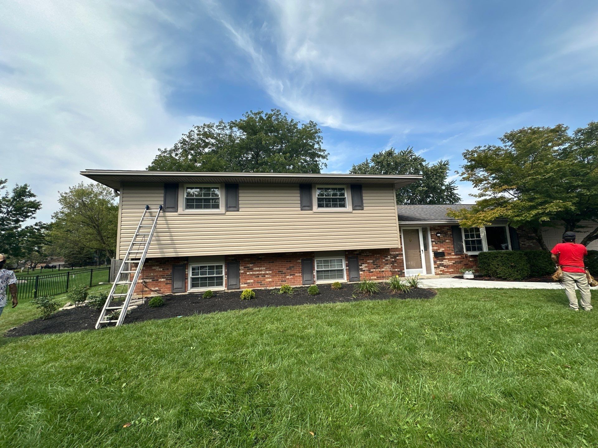 The front of the house with the new siding, Beavercreek, Ohio.