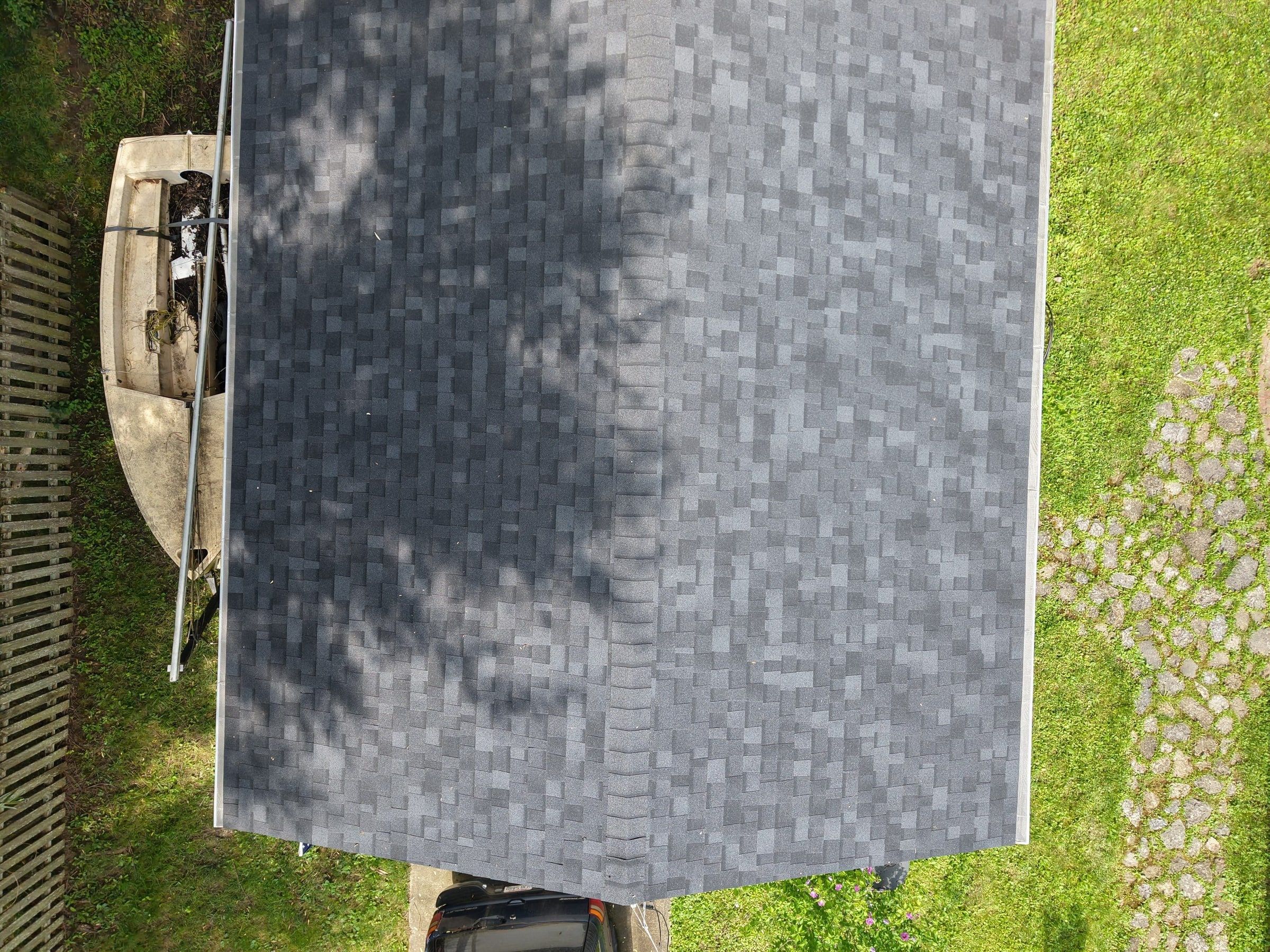 Capped ridge straight down from above
