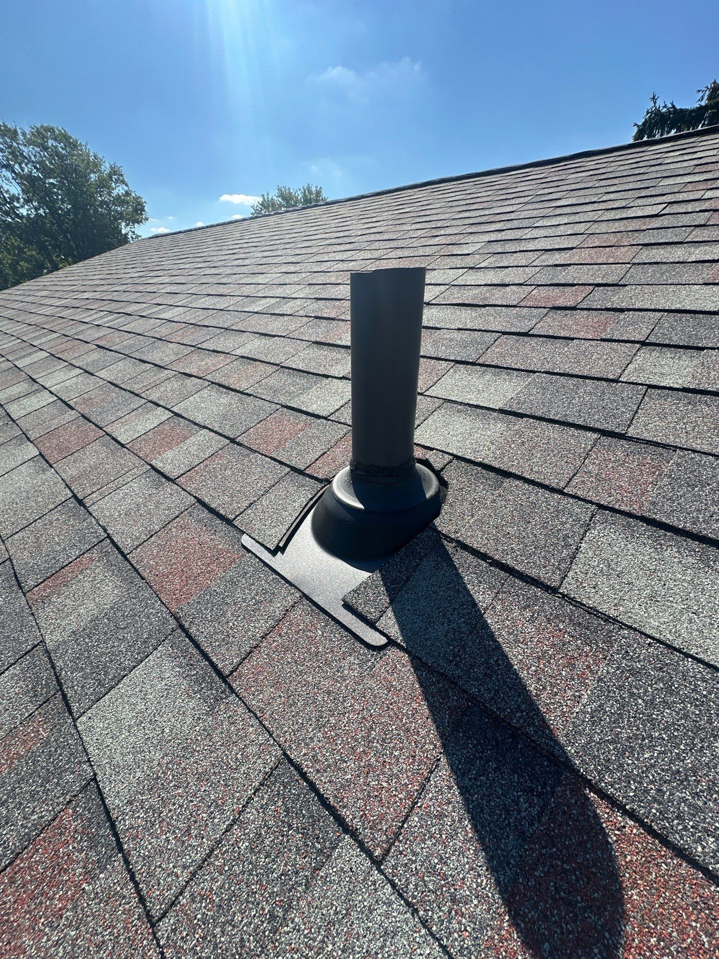 A new pipe boot on the finished shingles, West Carrollton, Ohio.