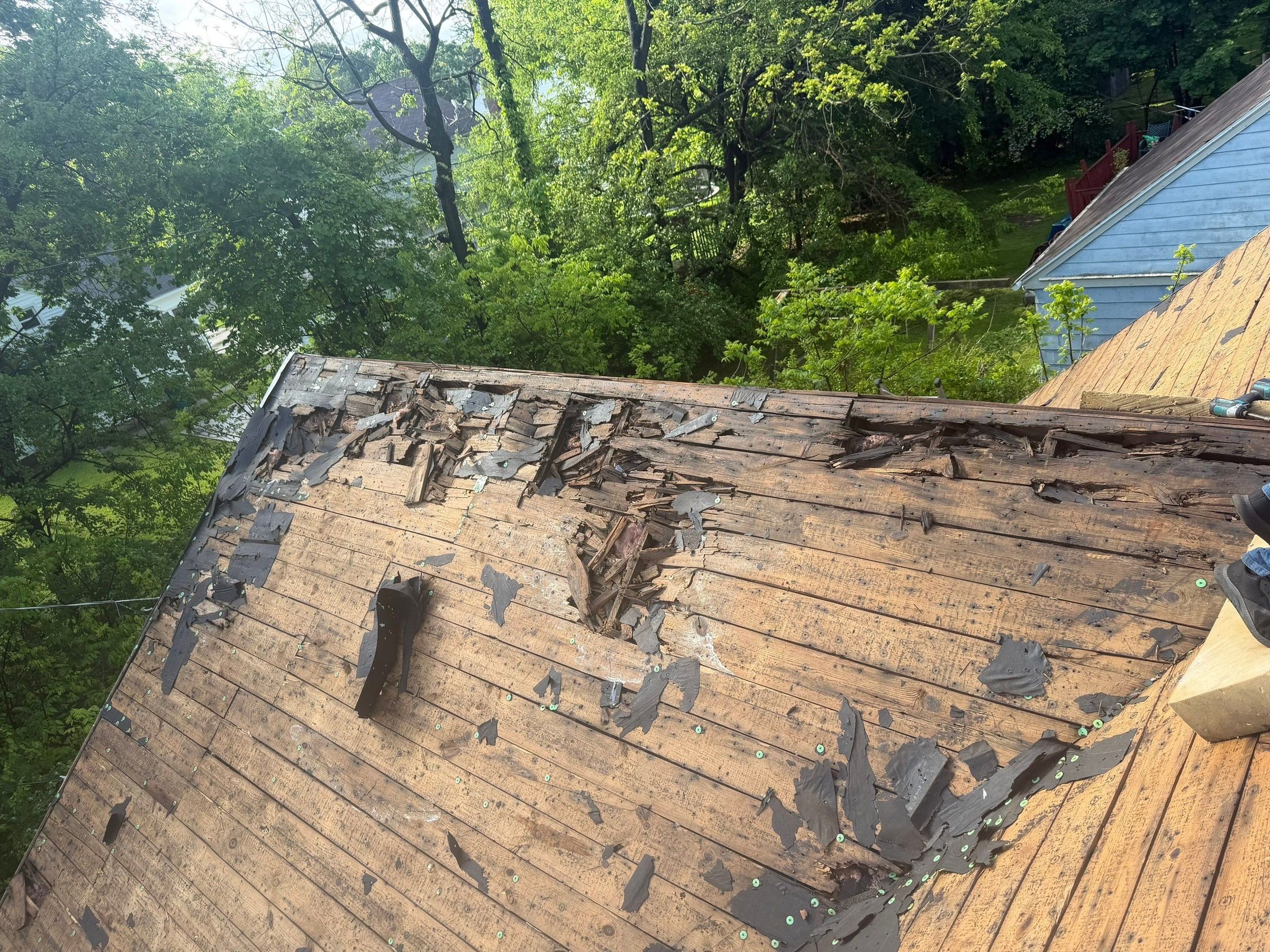 Full slope stripped to plank decking