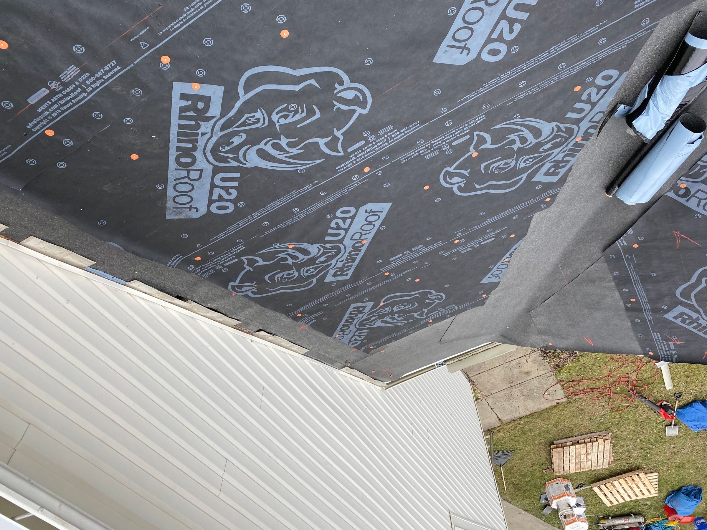 Underlayment carried up the sidewall