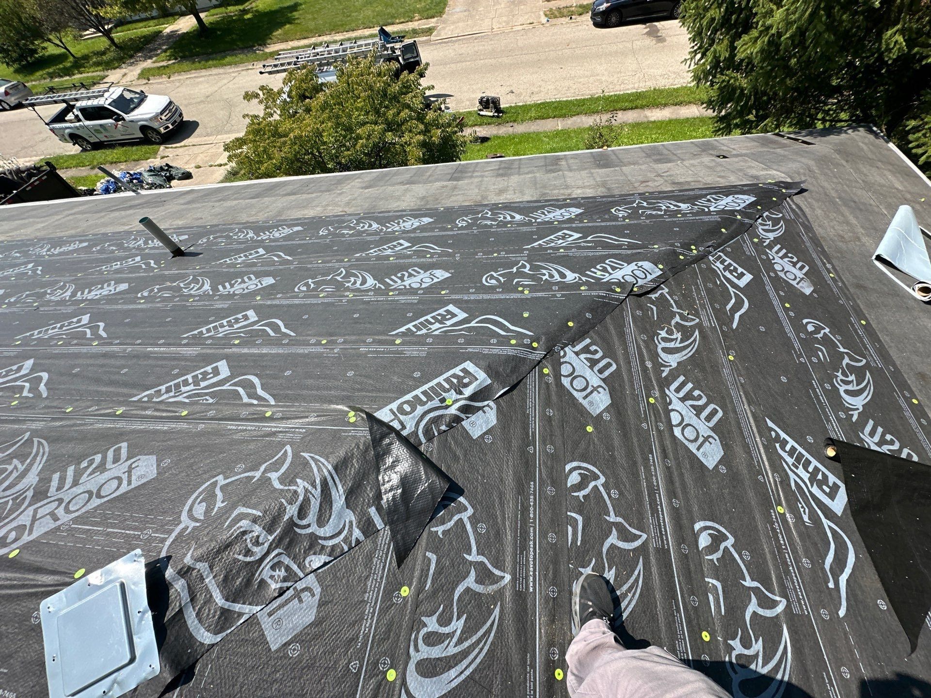 Synthetic underlayment wrapped over the hip, Fairborn, Ohio.