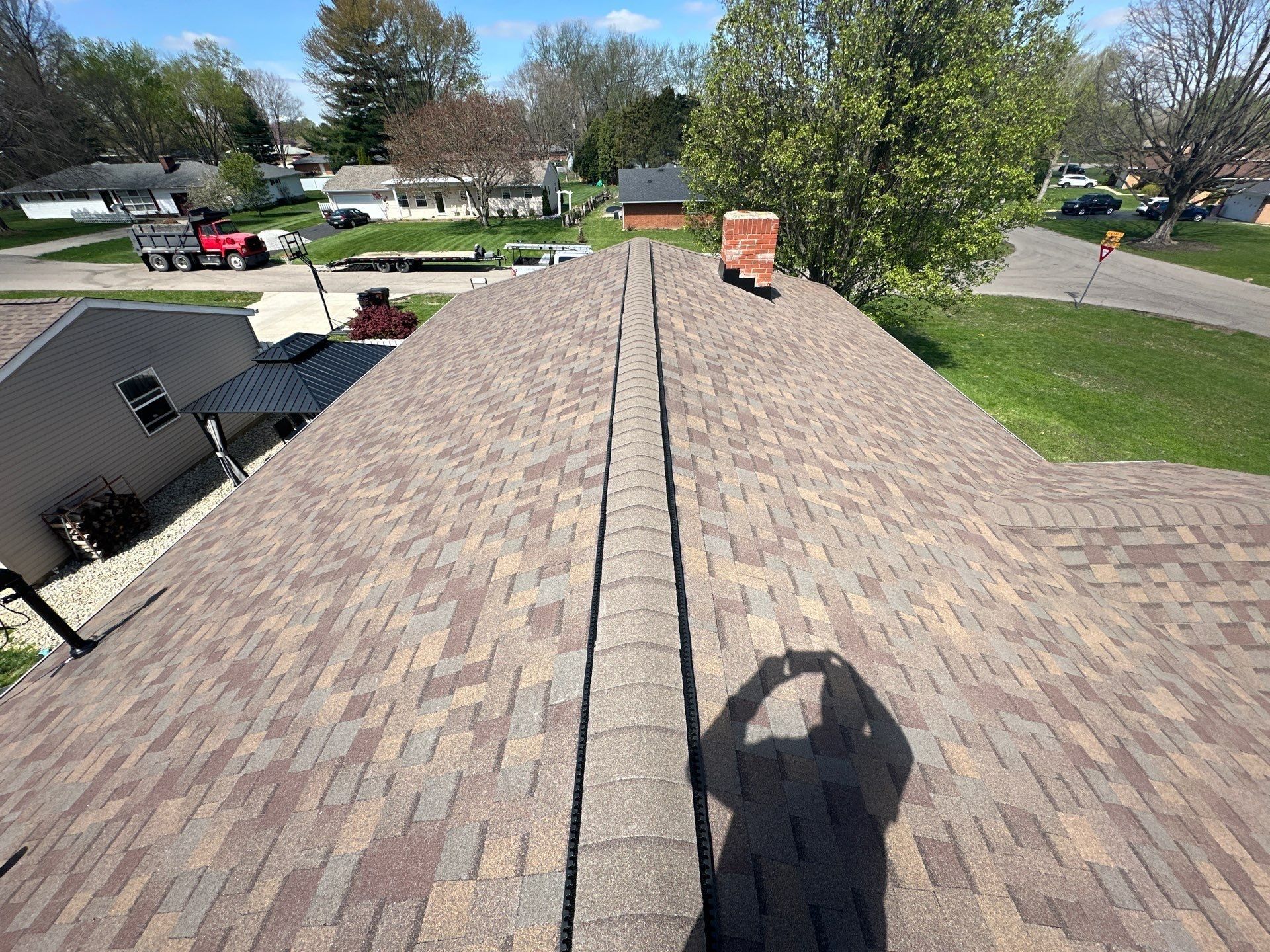 The finished ridge vent toward the street, Beavercreek, Ohio.