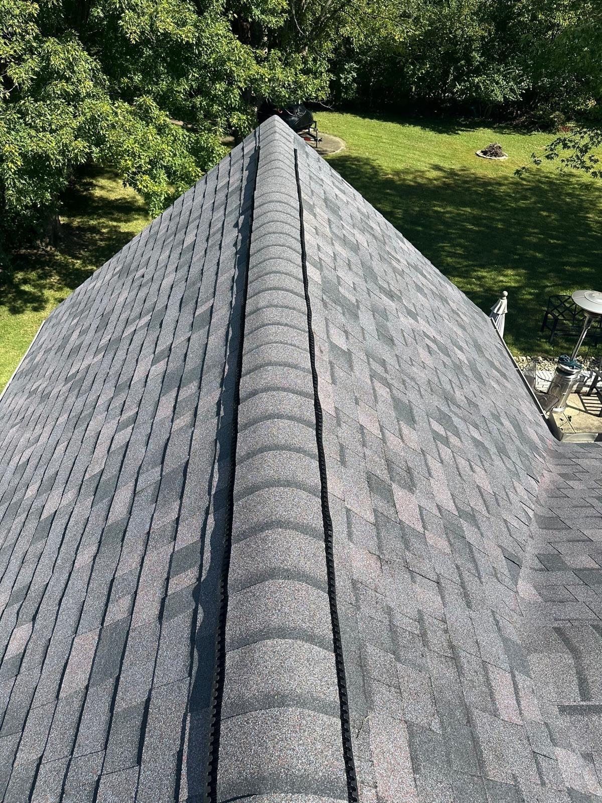The finished ridge over the back yard, Beavercreek, Ohio.