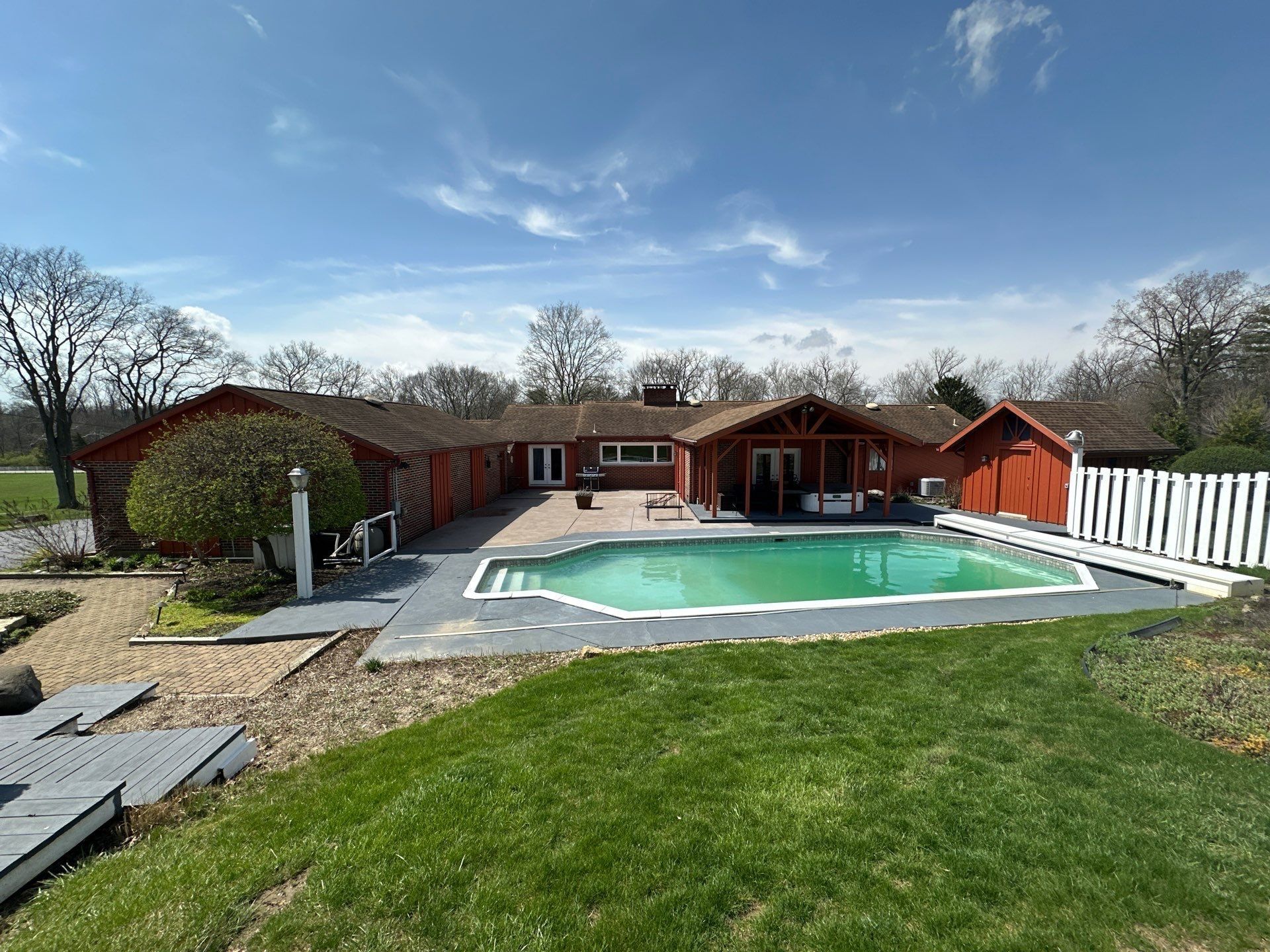 House and swimming pool from the lawn