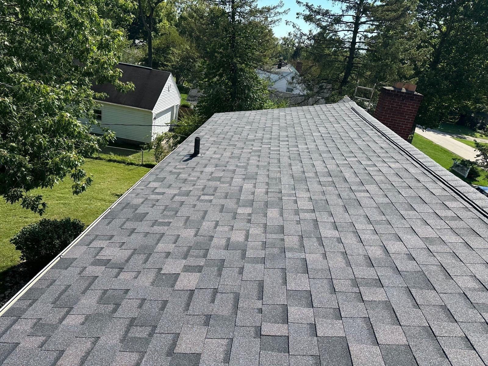 The finished slope with a new pipe boot, down to the gutter, Beavercreek, Ohio.