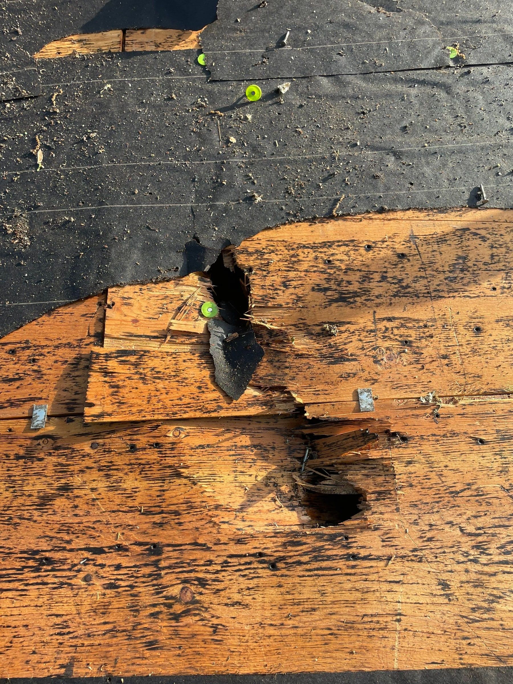 Decking cut back to sound material