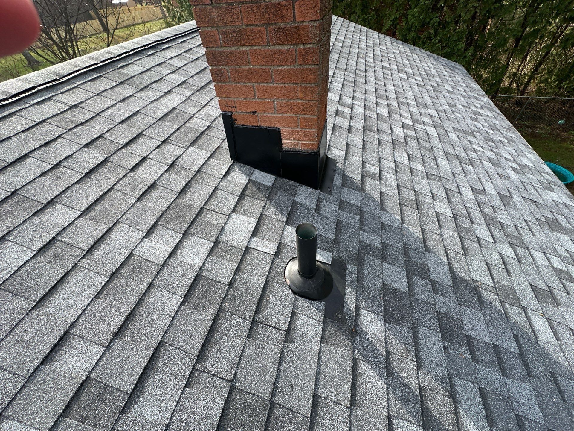 Chimney side flashing from the plane