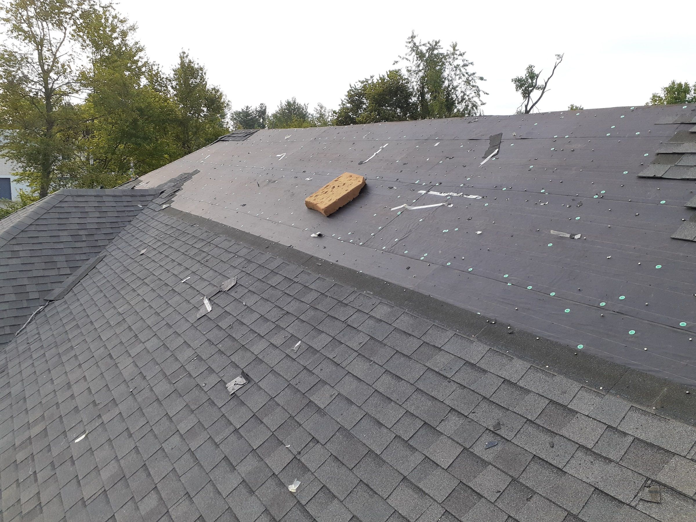 Stripped plane, black underlayment and cap fasteners