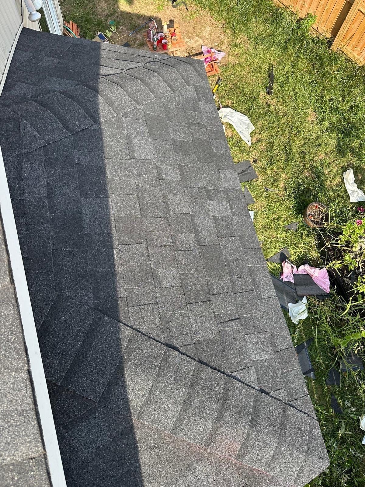 The finished roof over the bay window, Fairborn, Ohio.