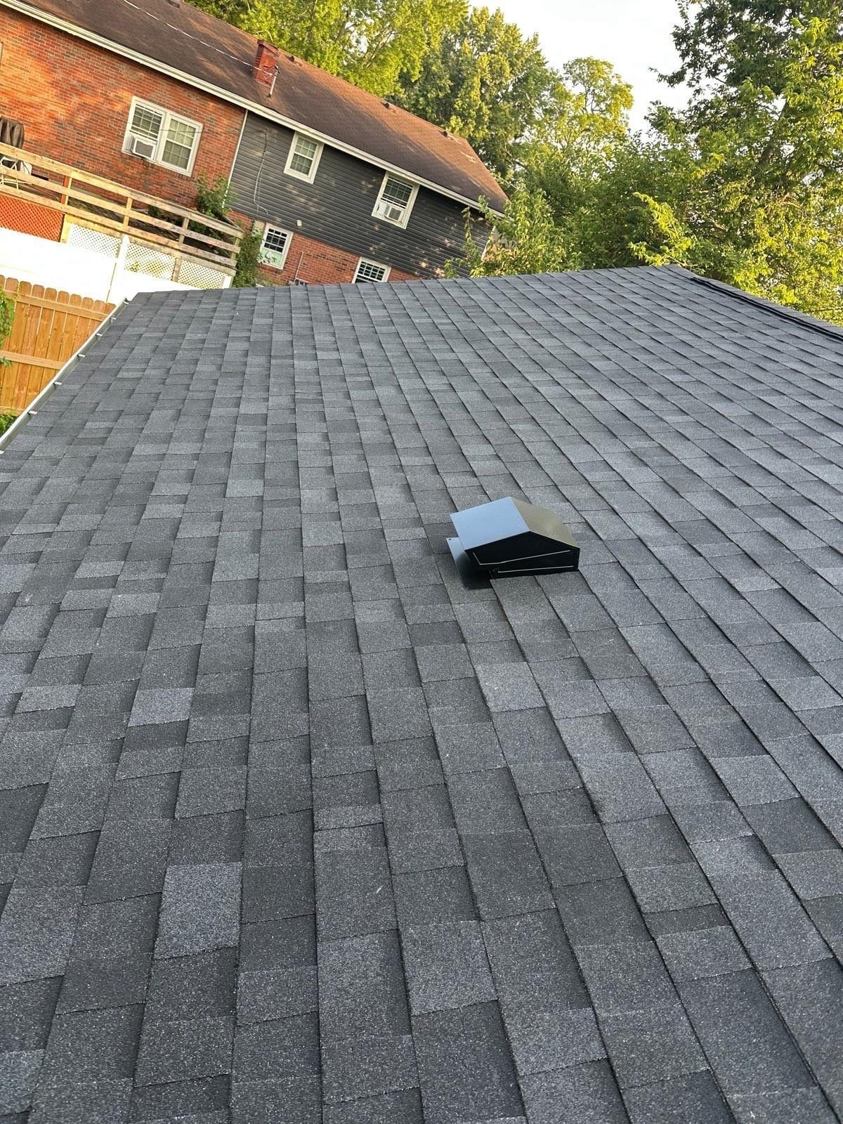The finished rear slope and a roof vent, Fairborn, Ohio.