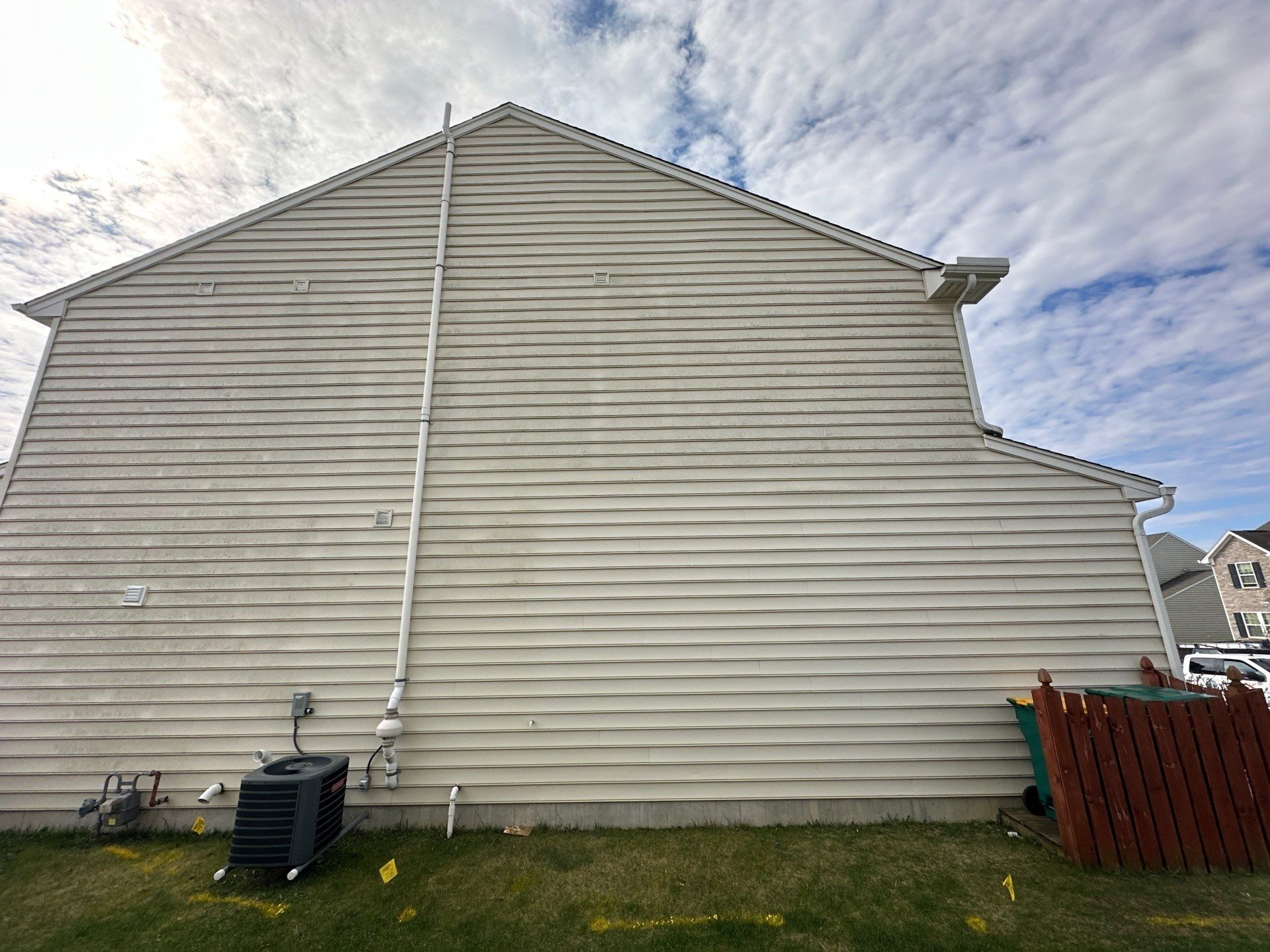 Blank gable end, downspout and condenser