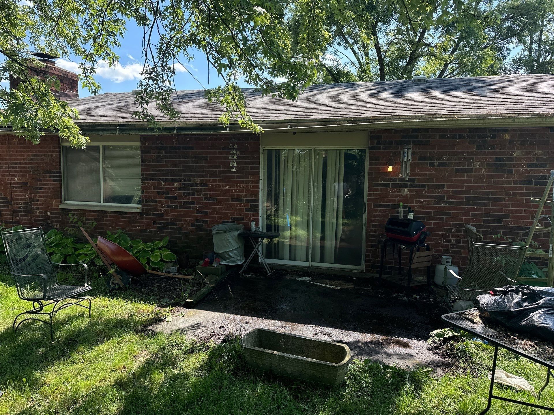 Rear elevation and patio