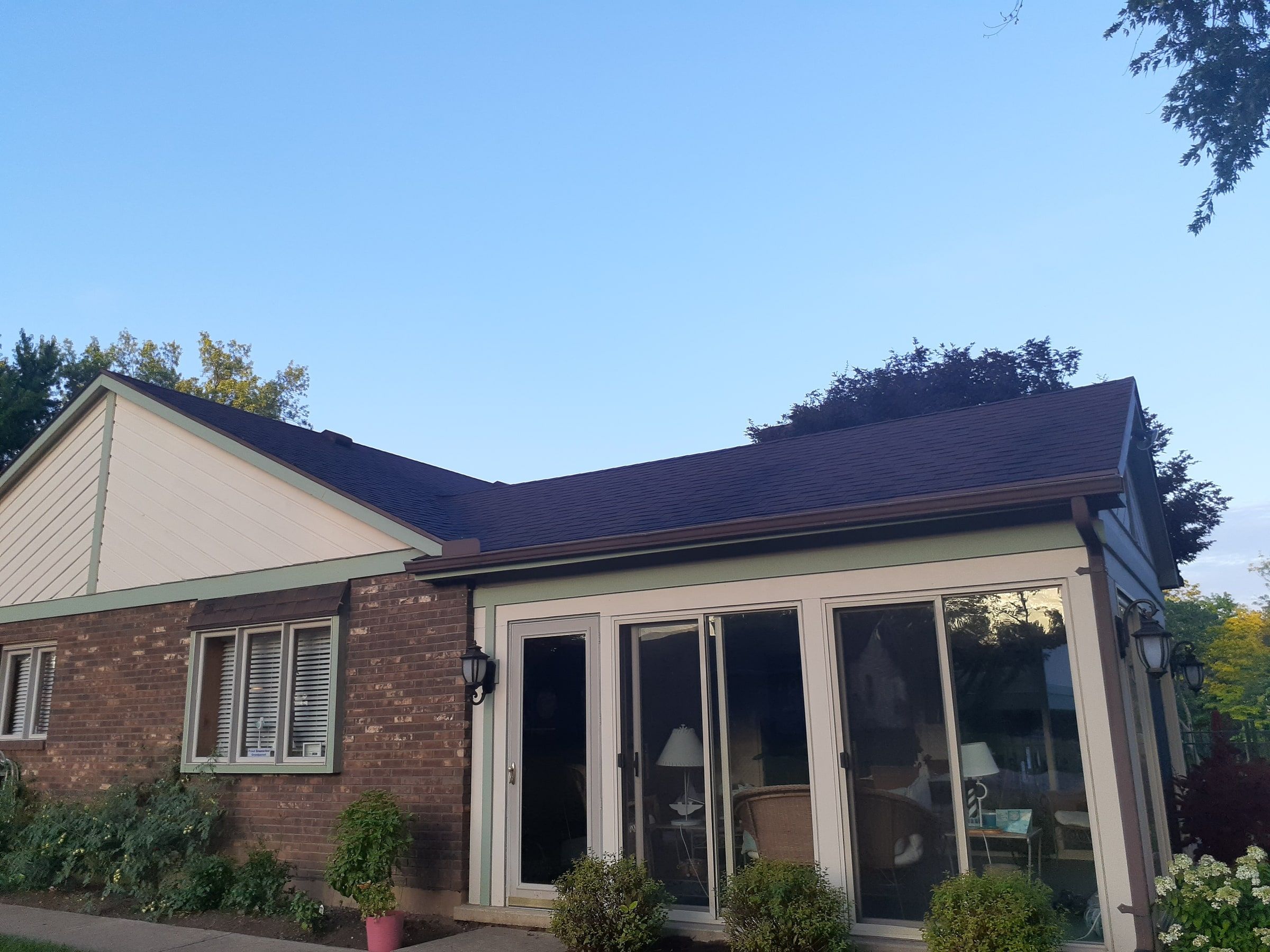 Rear of the house showing the sunroom and the old roof above, Jamestown, Ohio.