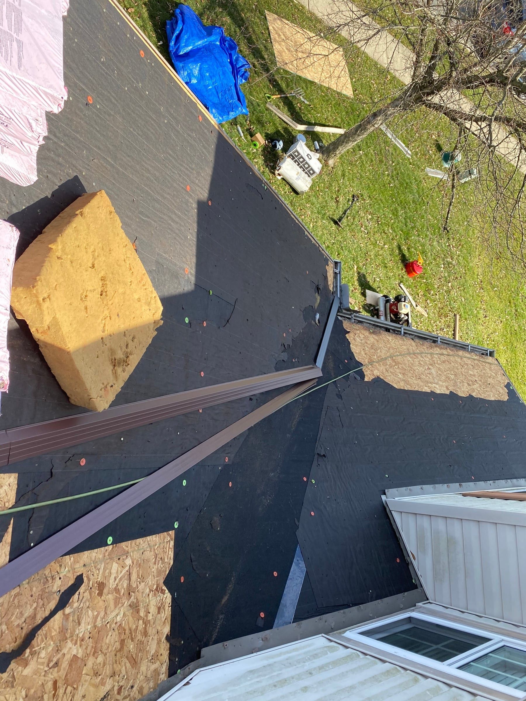 Gable plane underlayment and brown drip edge