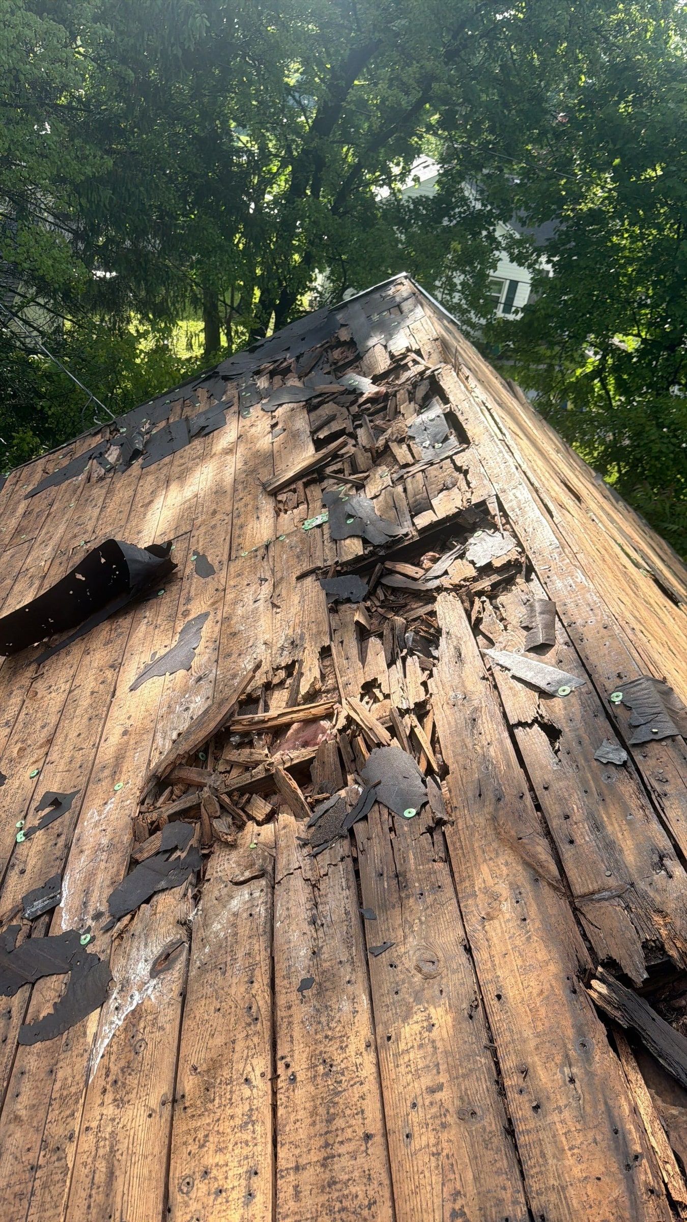 Opening in the plank decking