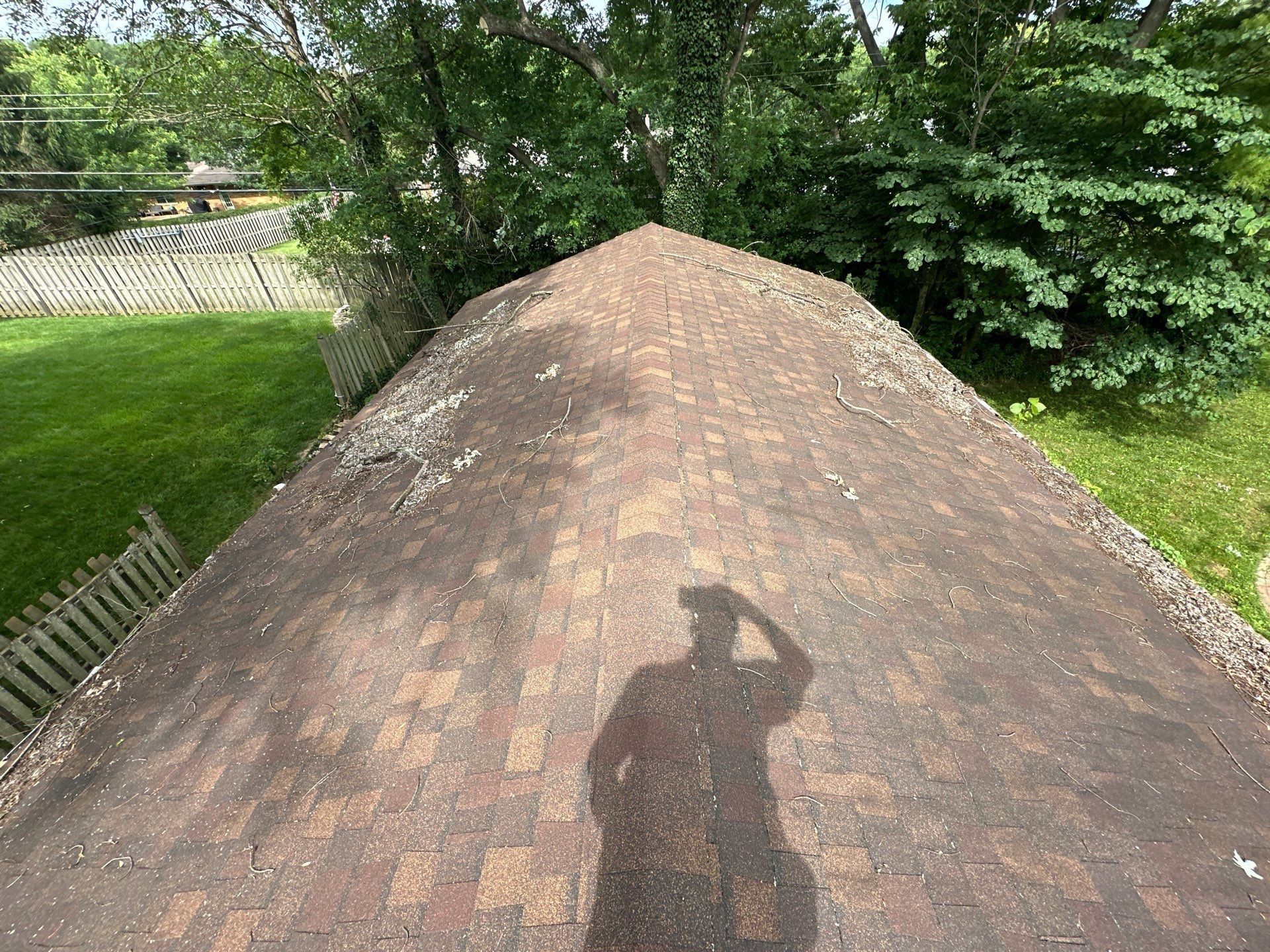 The old shingle roof on the detached garage, Beavercreek, Ohio.