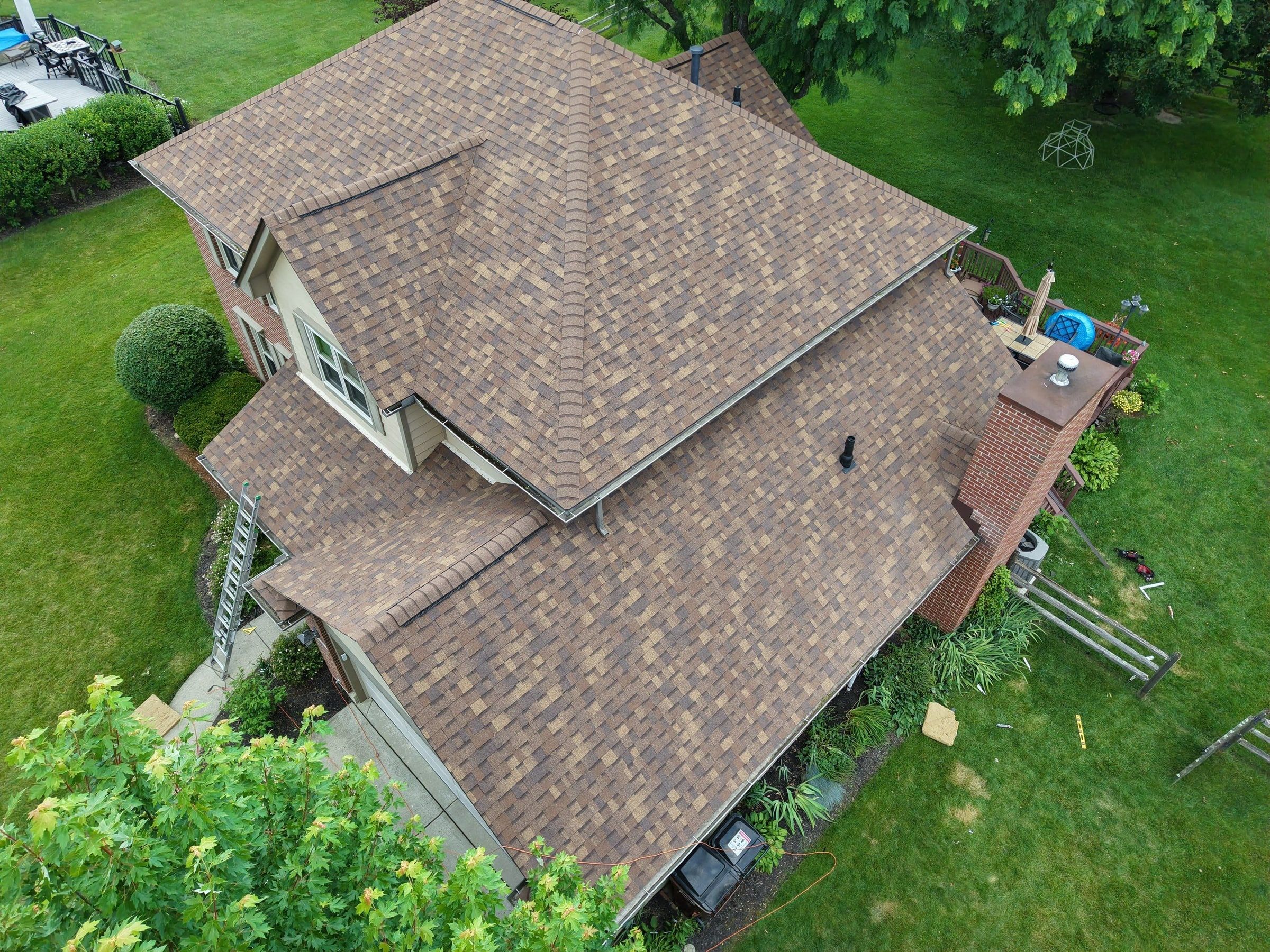 The roof of the house seen from above.