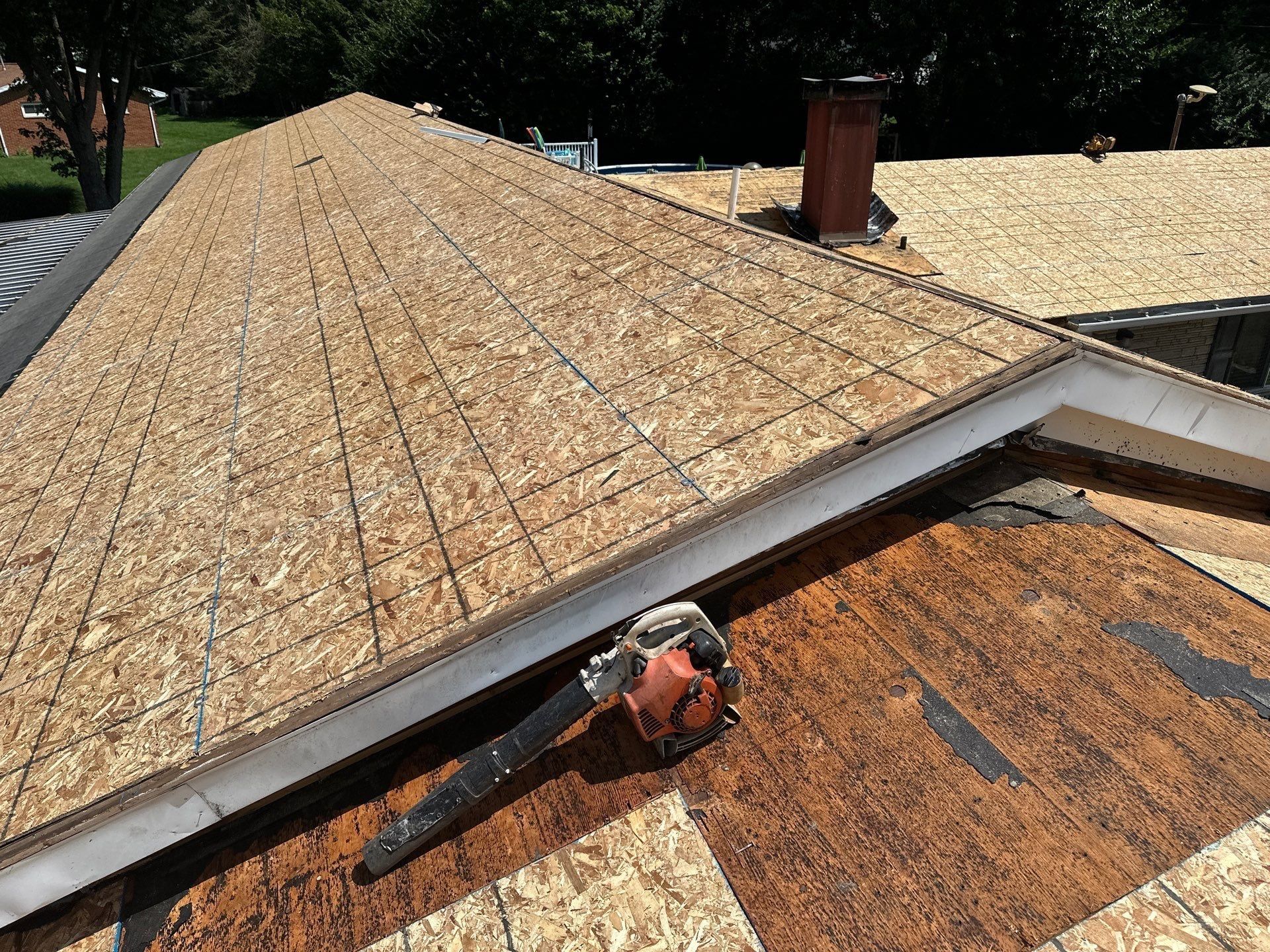 Edge metal beside the original plank decking