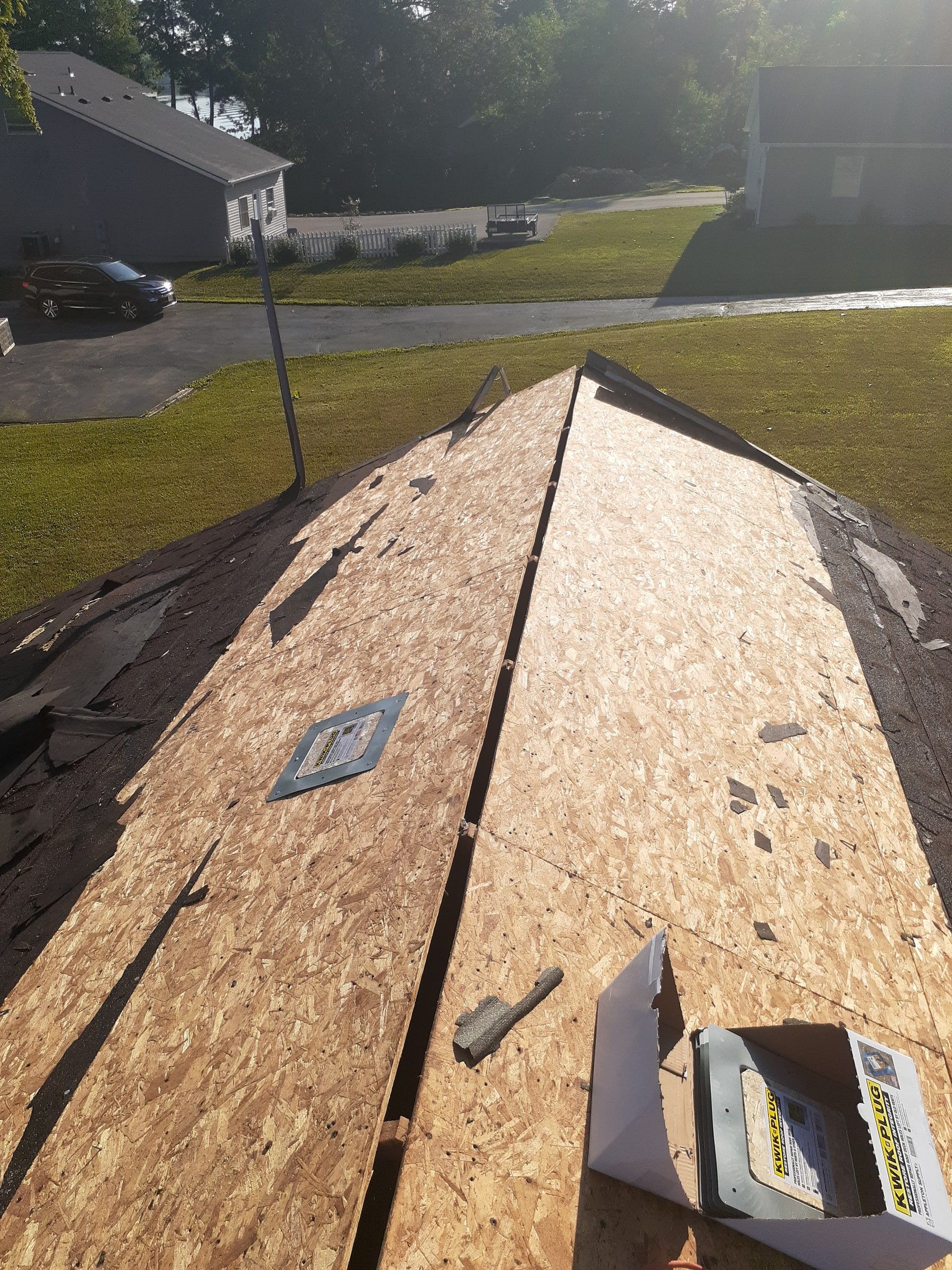 Original deck boards stripped clean along a ridge, in good shape, Jamestown, Ohio.