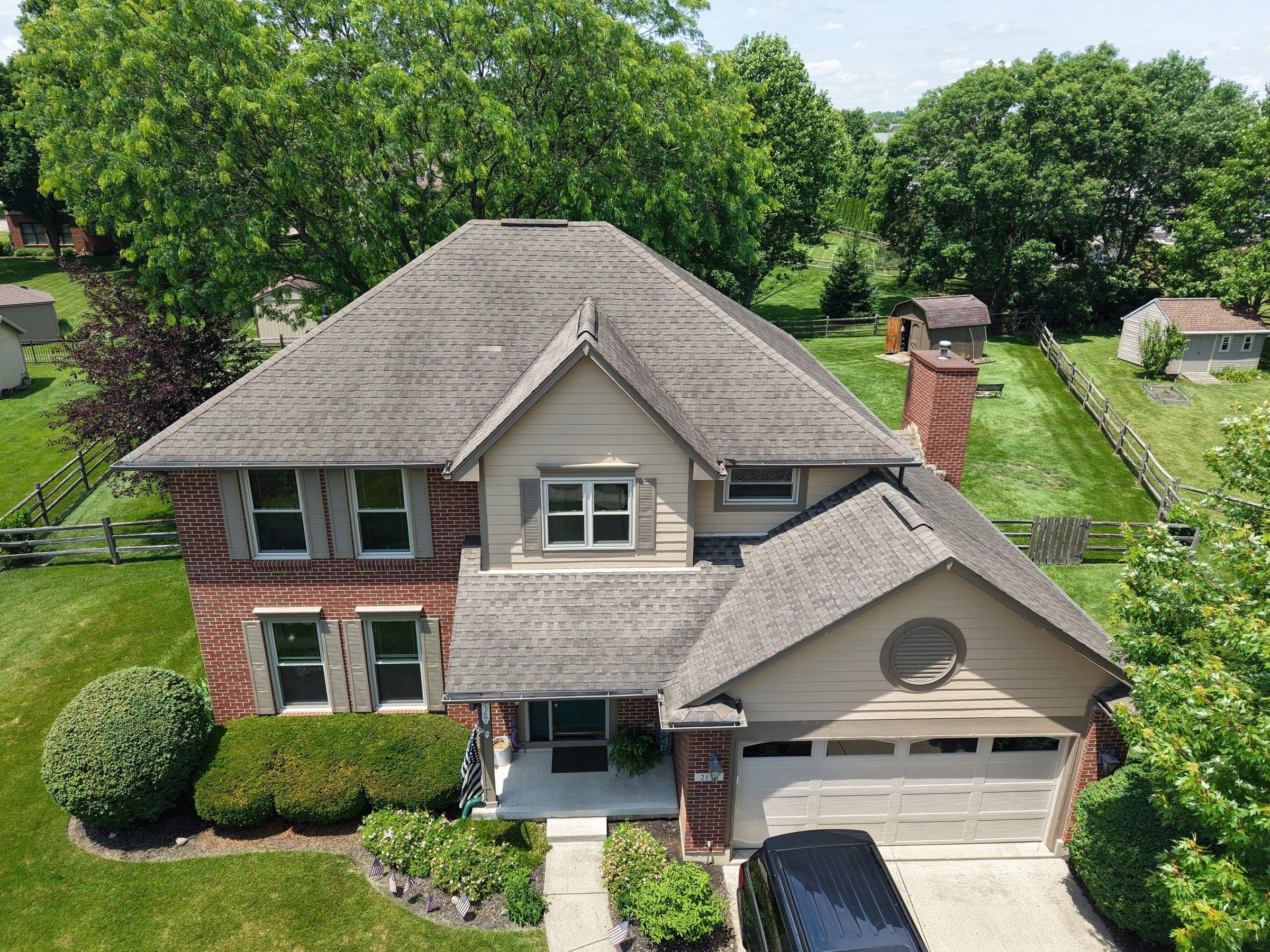 House and original roof from the air