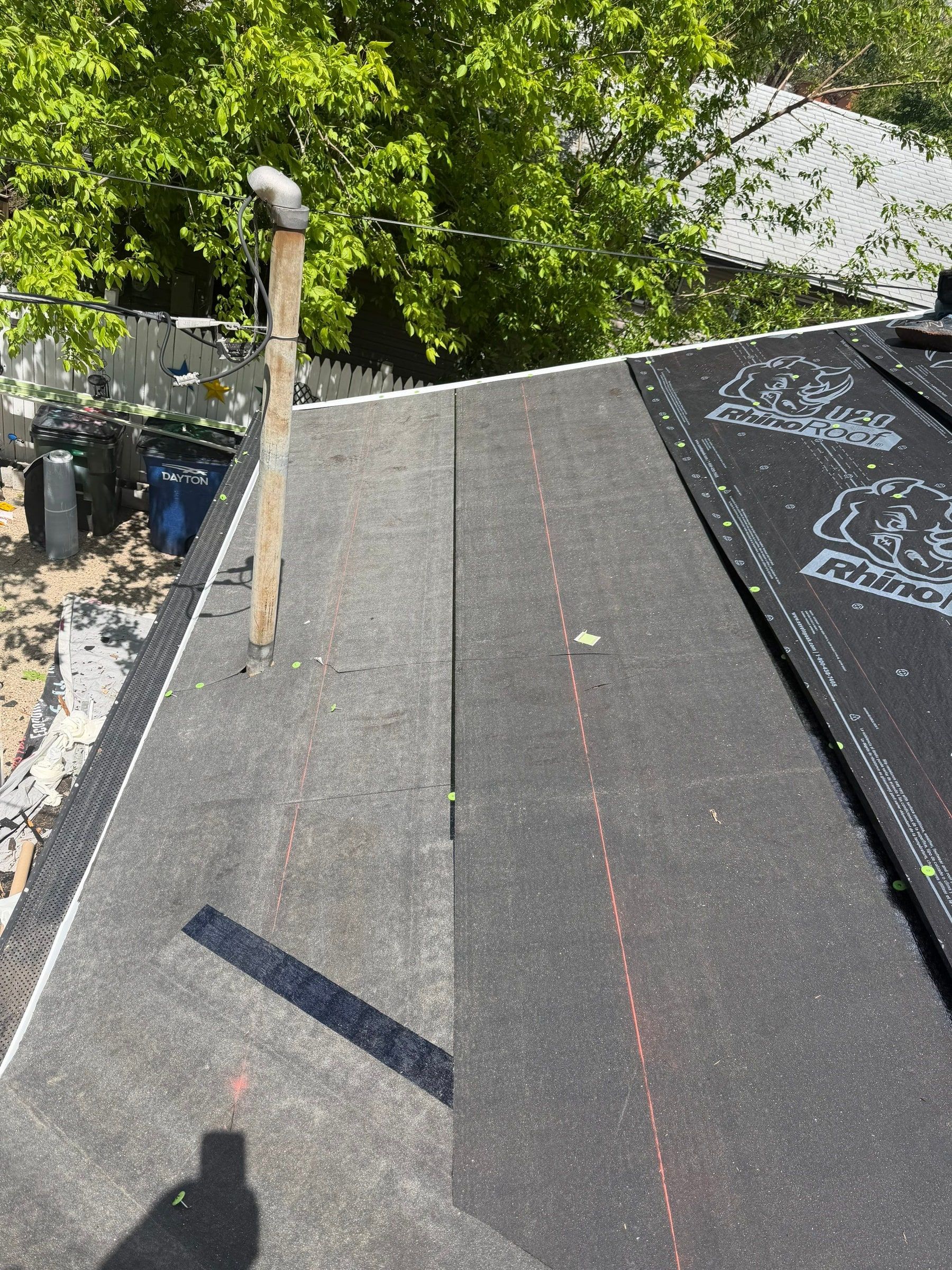 Chalk lines and RhinoRoof underlayment
