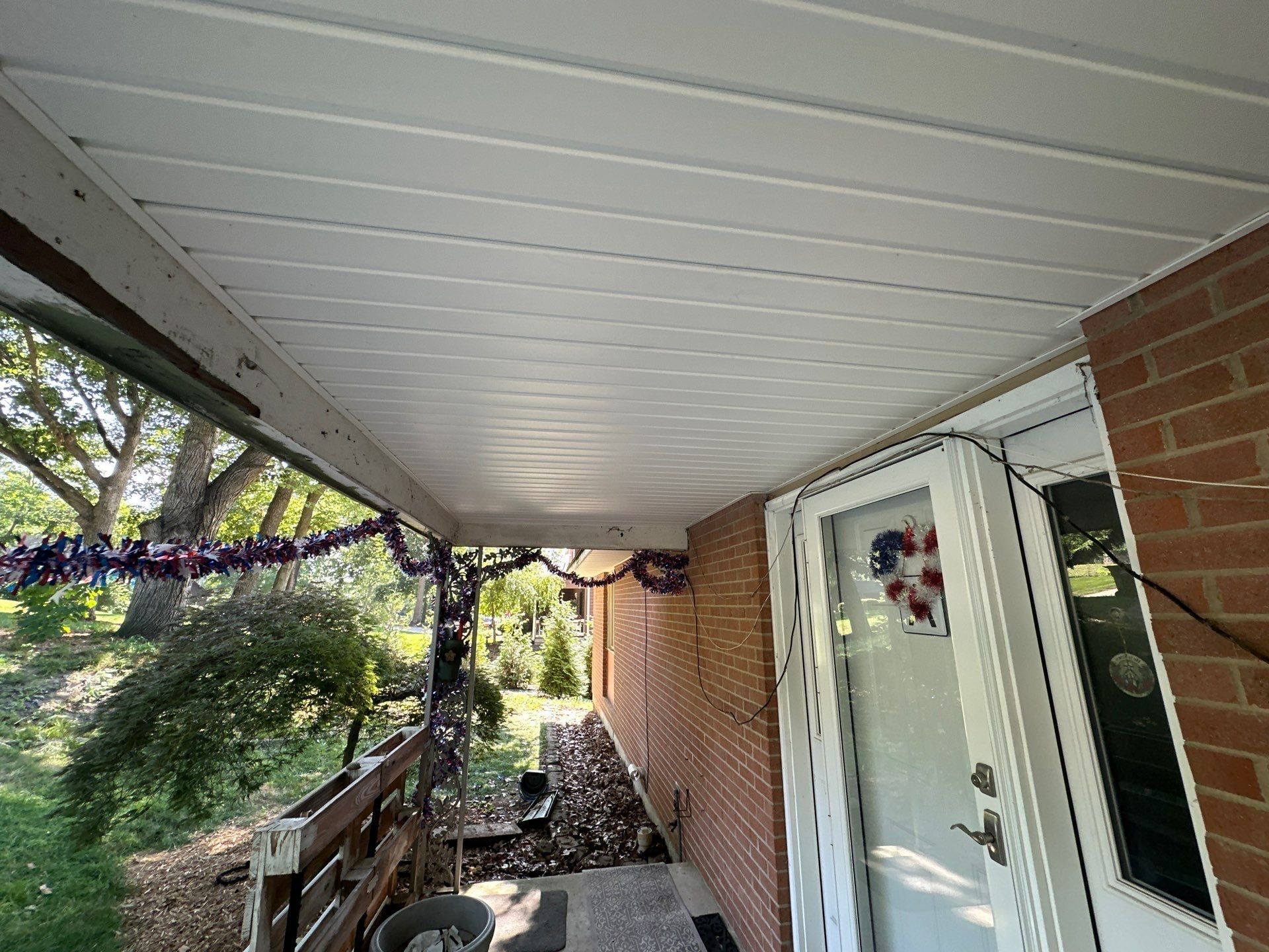 White soffit along the covered walk