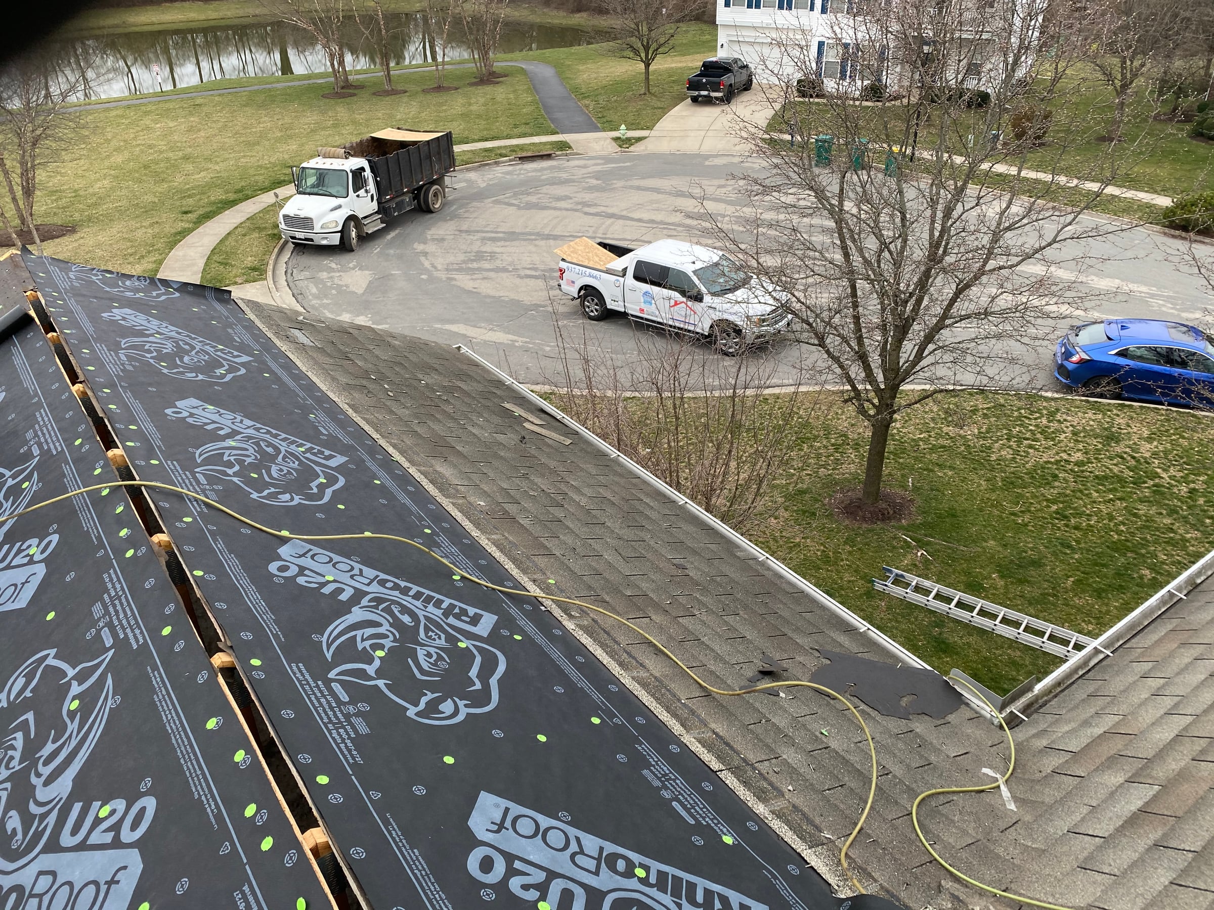 Underlayment beside the old shingle plane