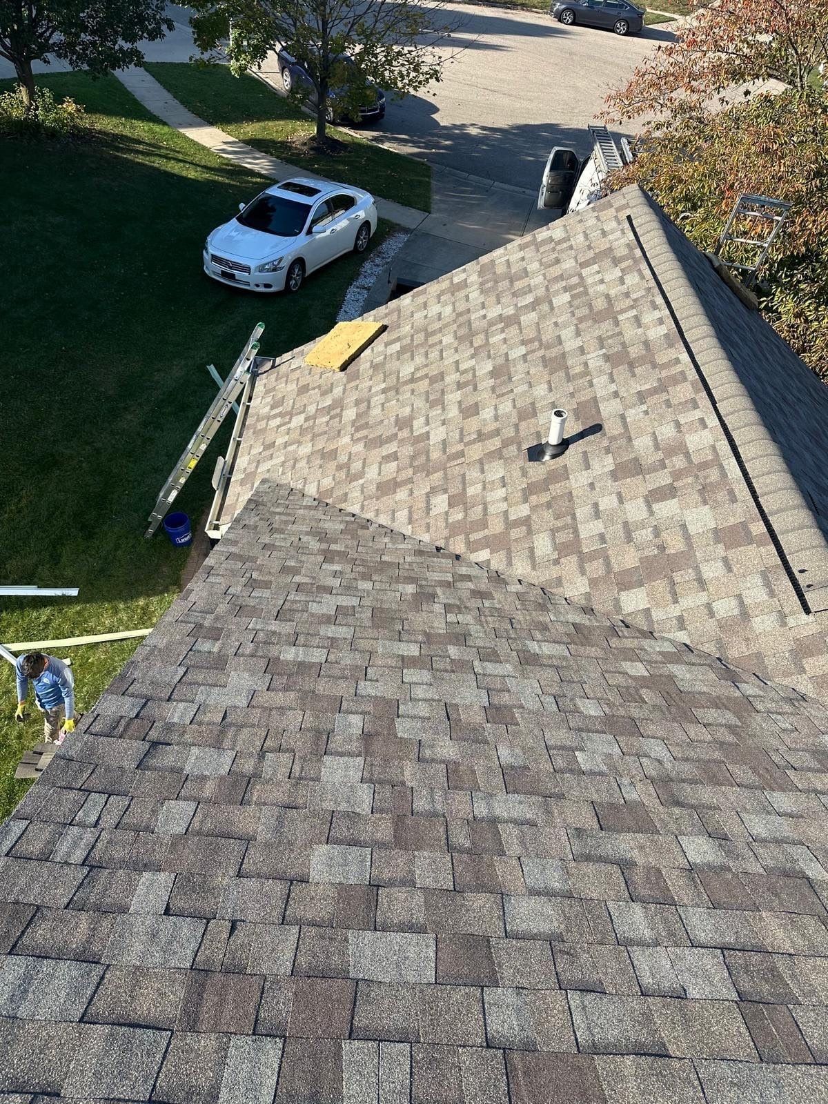 The new ridge running toward the front, the driveway below, Beavercreek, Ohio.