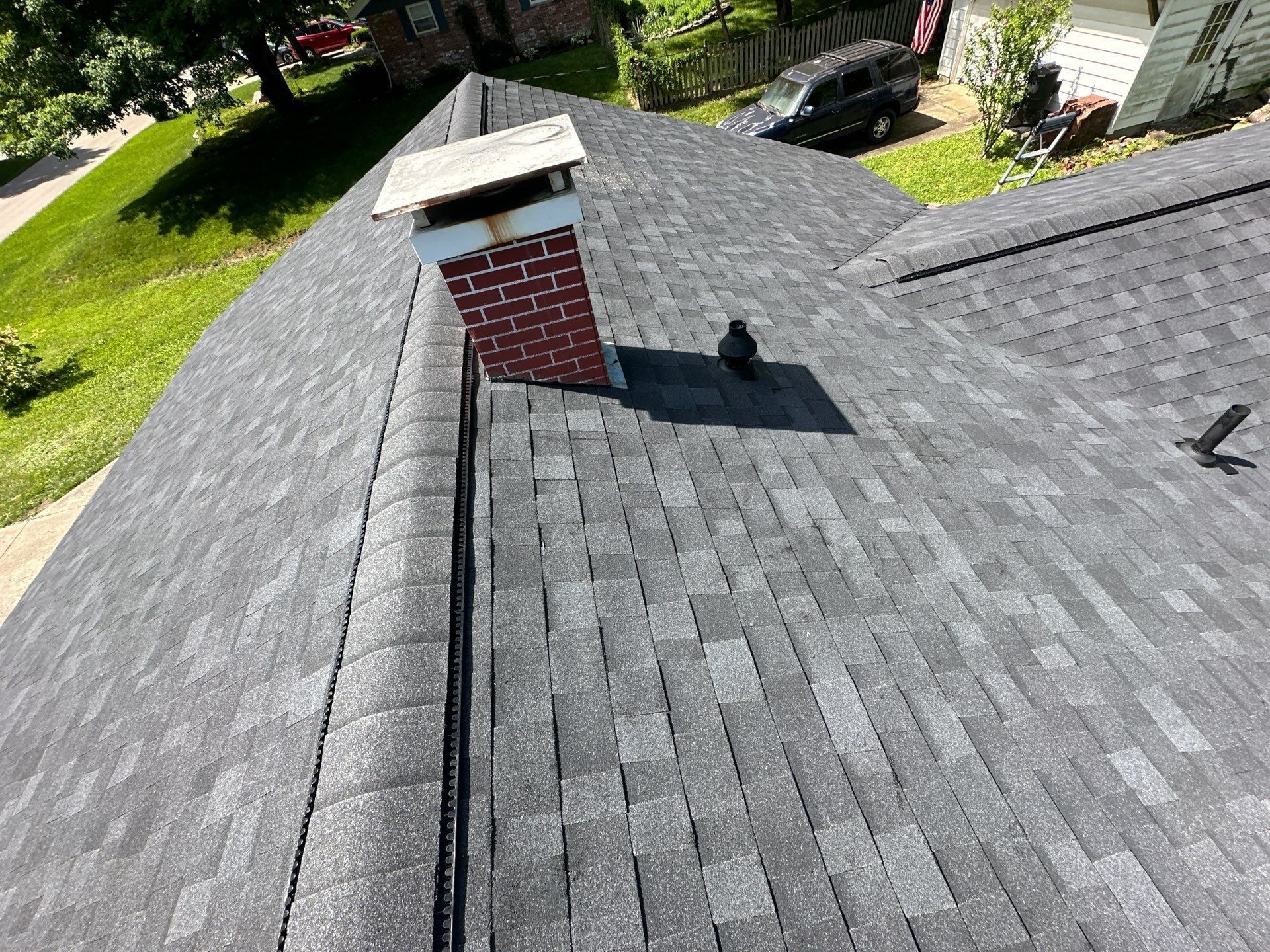 The new roof around the chimney, Beavercreek, Ohio.