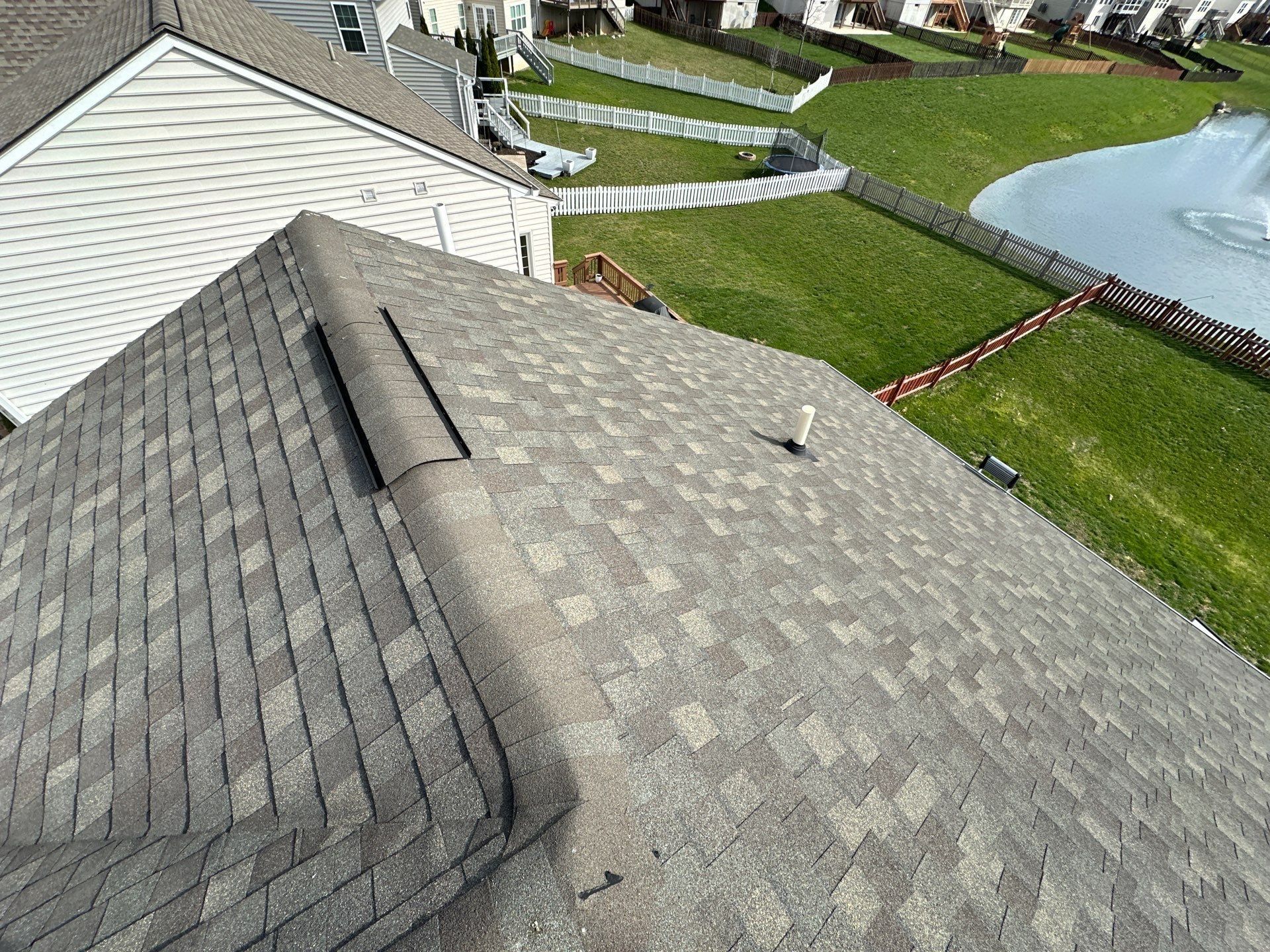 Original roof plane toward the pond