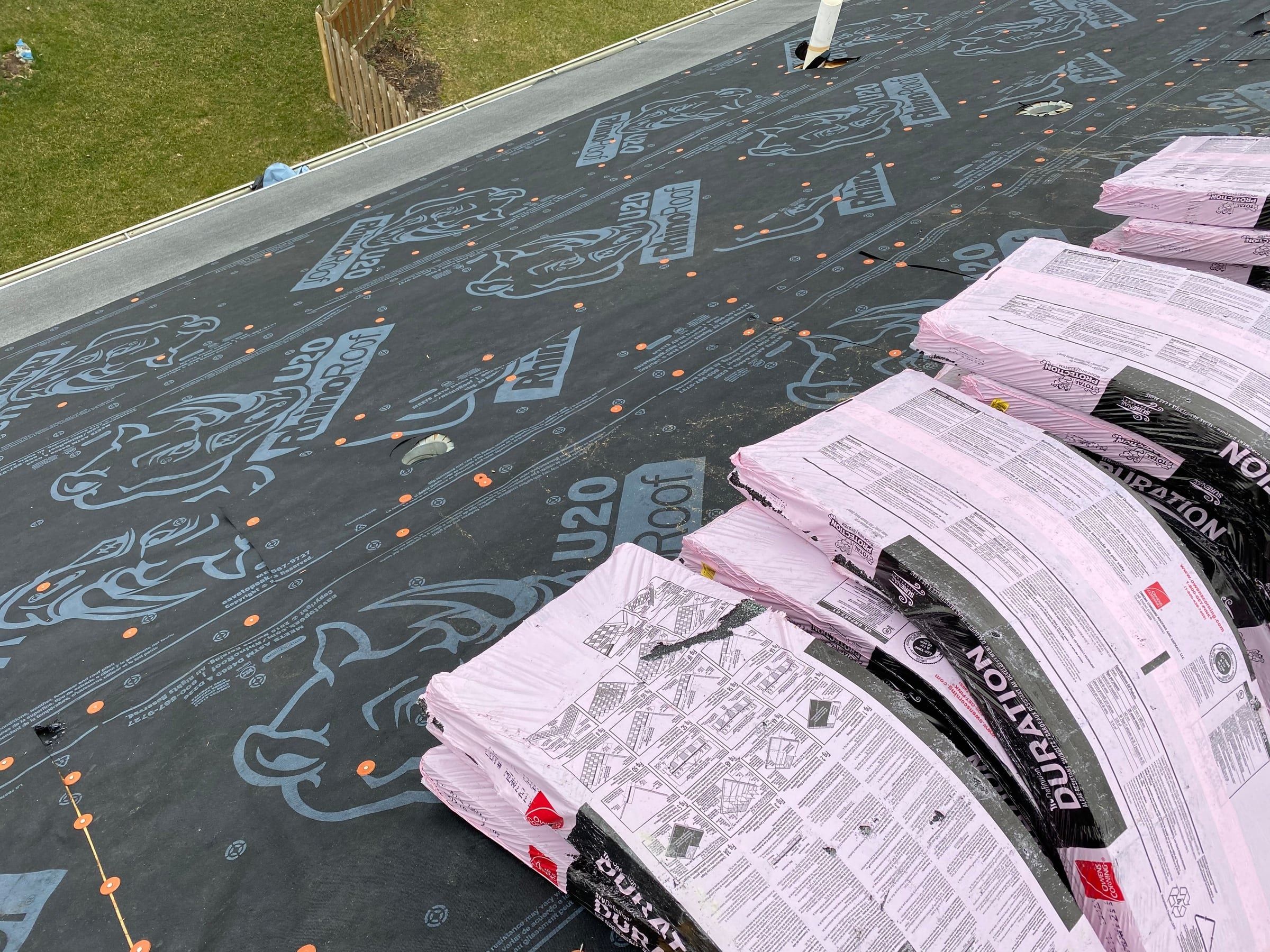 Bundles on a dried-in plane and gutter apron