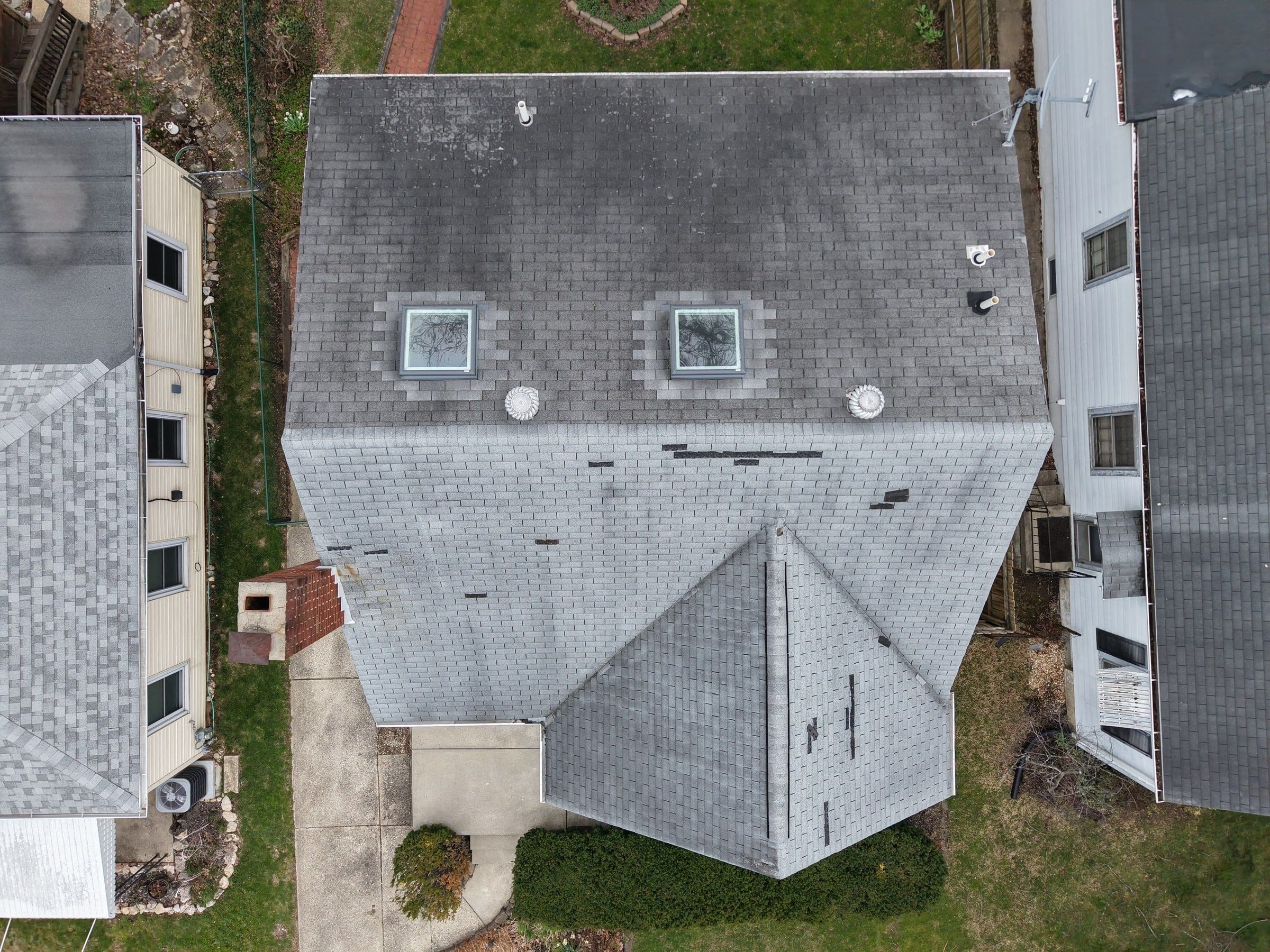 The Cape Cod roof from the drone, Kettering, Ohio.