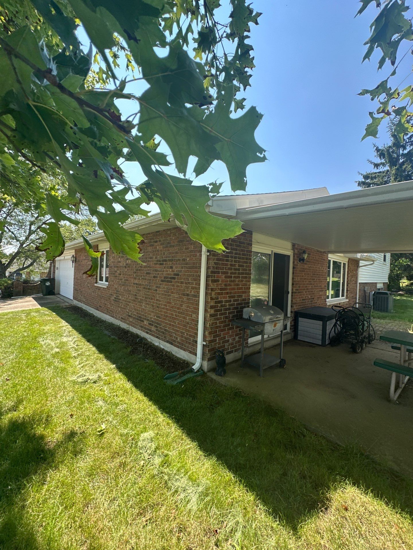 The covered patio along the back of the brick wing, West Carrollton, Ohio.