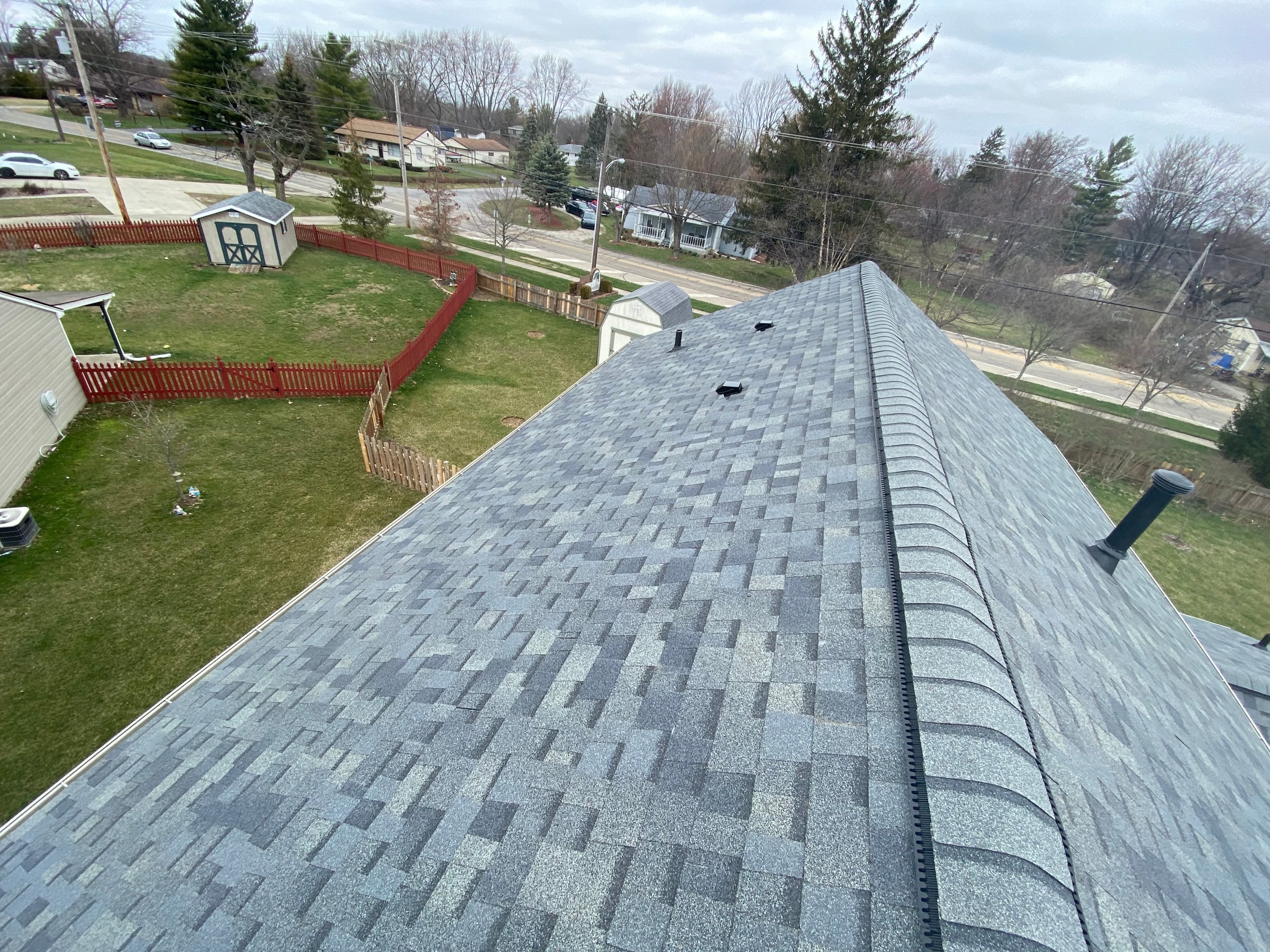 Ridge and cap above the rear garden