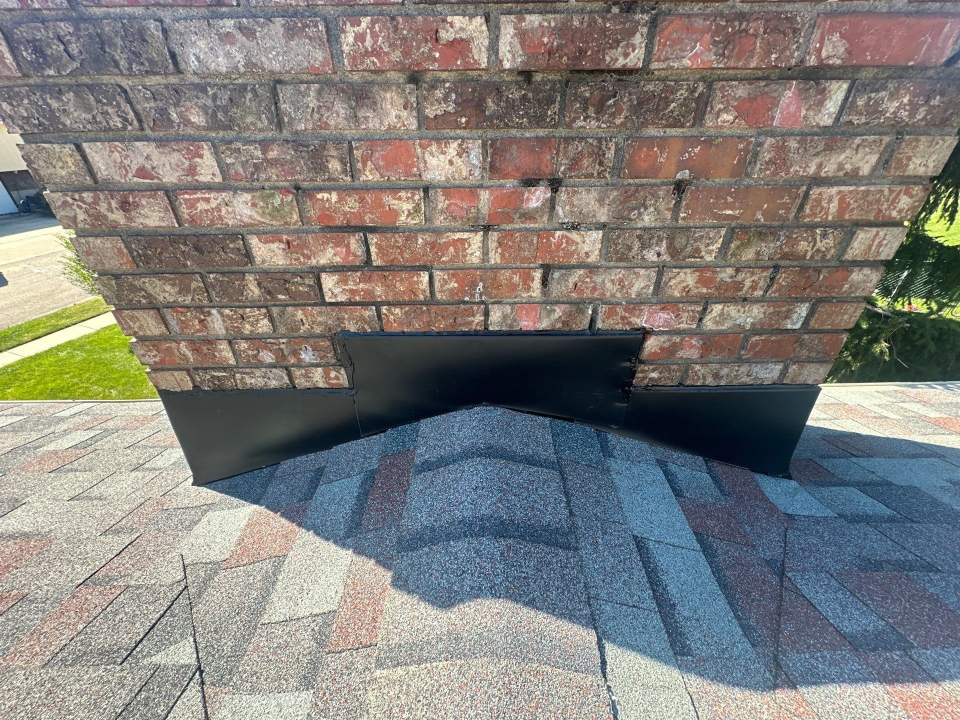 The new flashing apron along the front of the chimney, West Carrollton, Ohio.