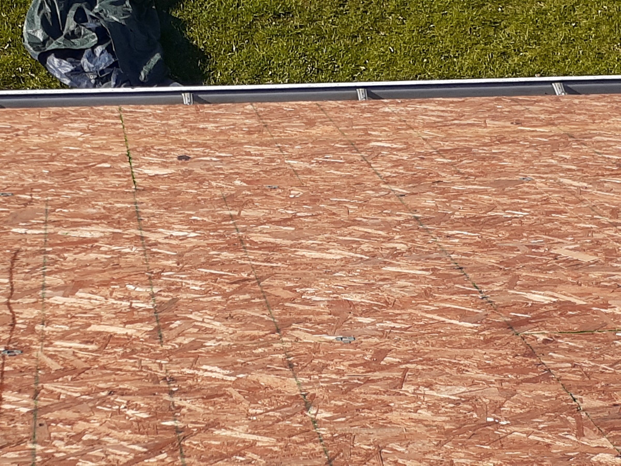 Bare sheathing, gutter and hangers