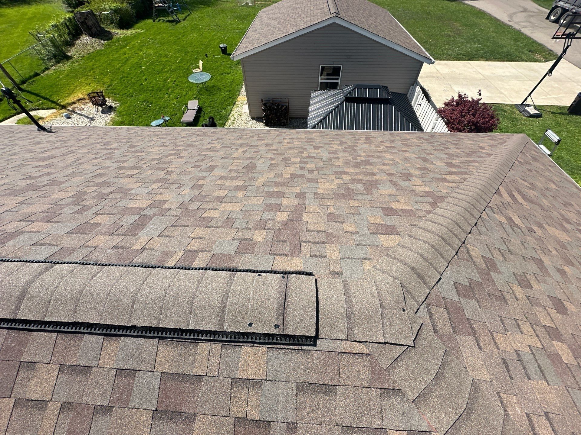 The finished ridge vent over the back of the house, Beavercreek, Ohio.
