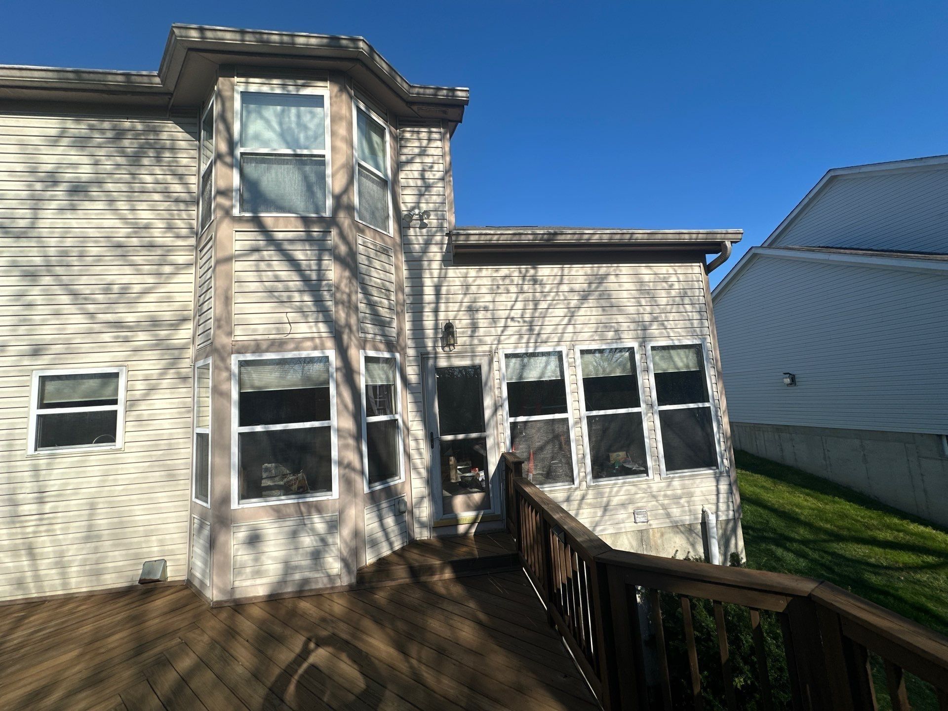 Rear elevation, bay window and gutter