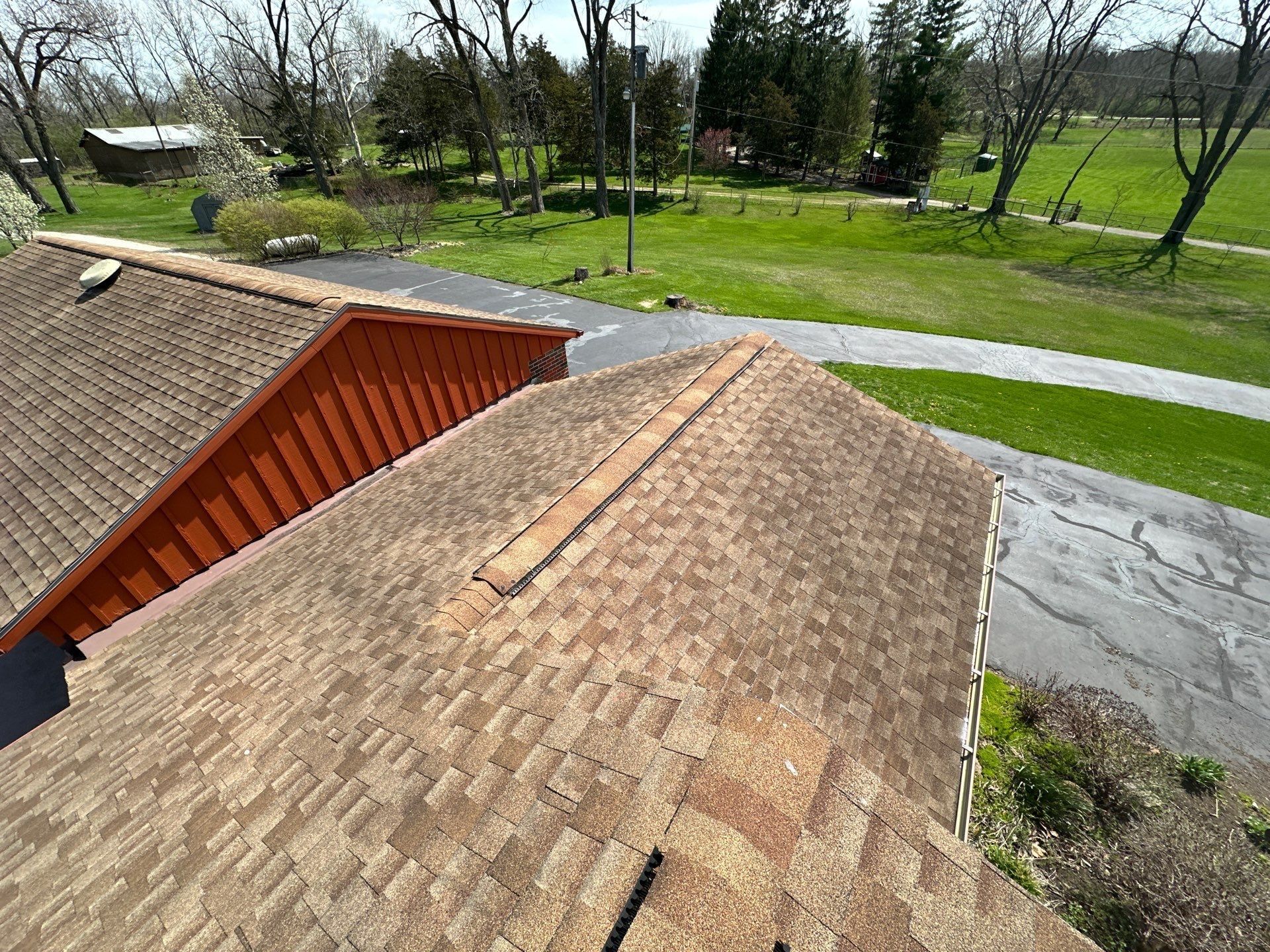 Original roof plane toward the pool