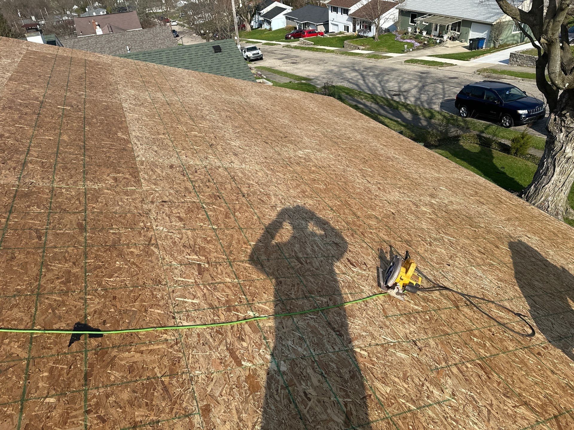 New OSB covering the roof above the street, Dayton, Ohio.