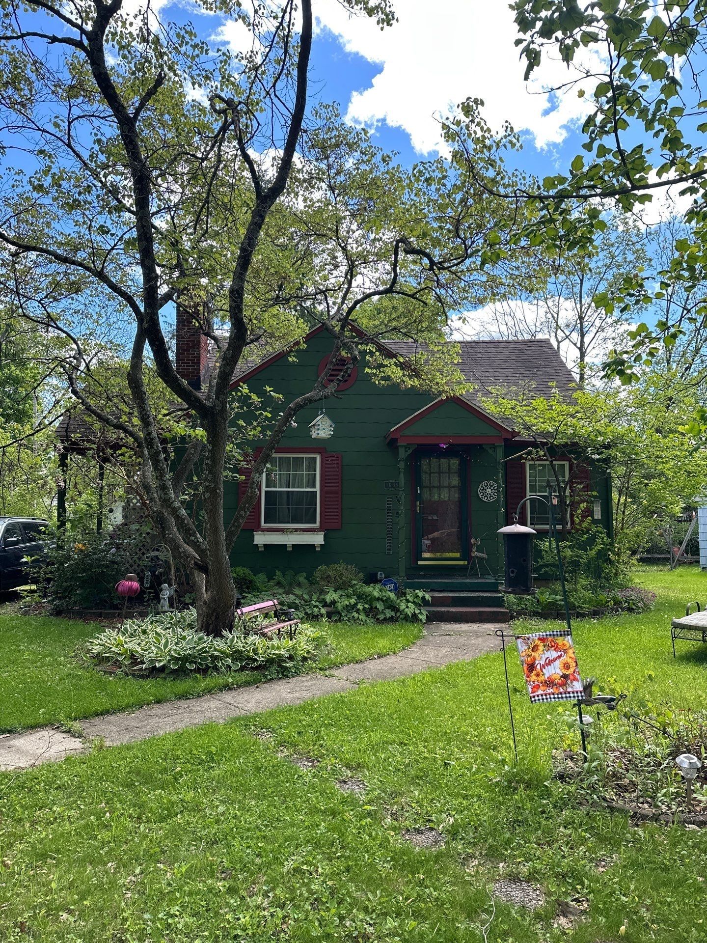 Green cottage from the front walk