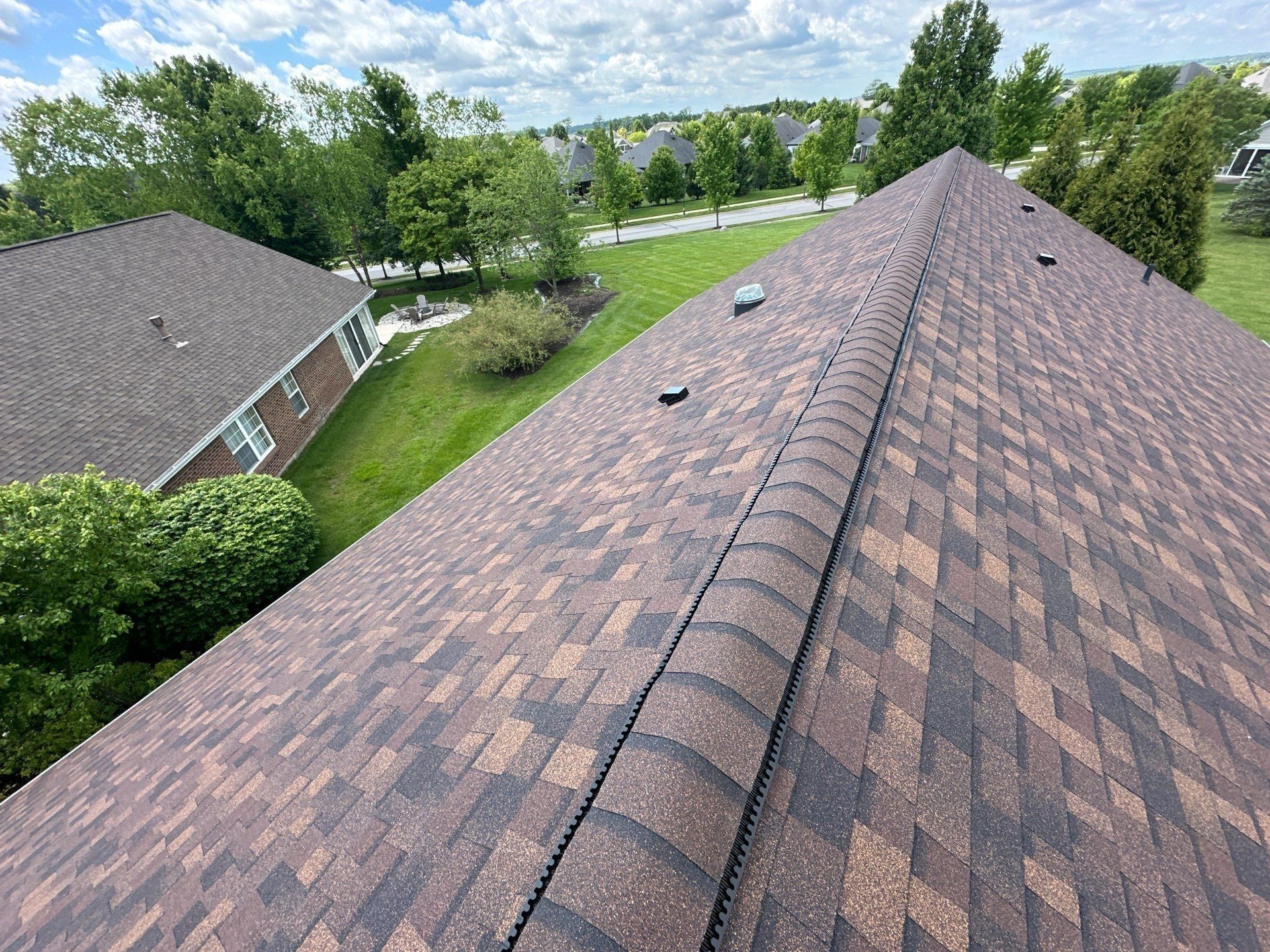 Finished ridge running the length of the roof, Beavercreek, Ohio.