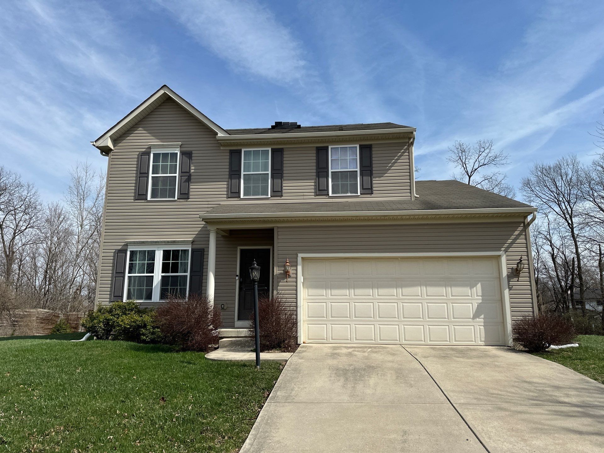 Front elevation and garage doors