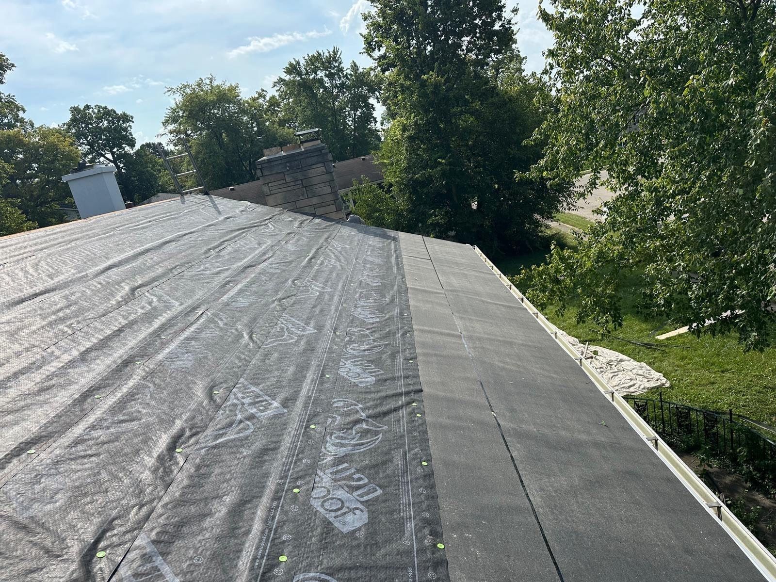 Ice and water shield at the eave with synthetic underlayment above it, Fairborn, Ohio.