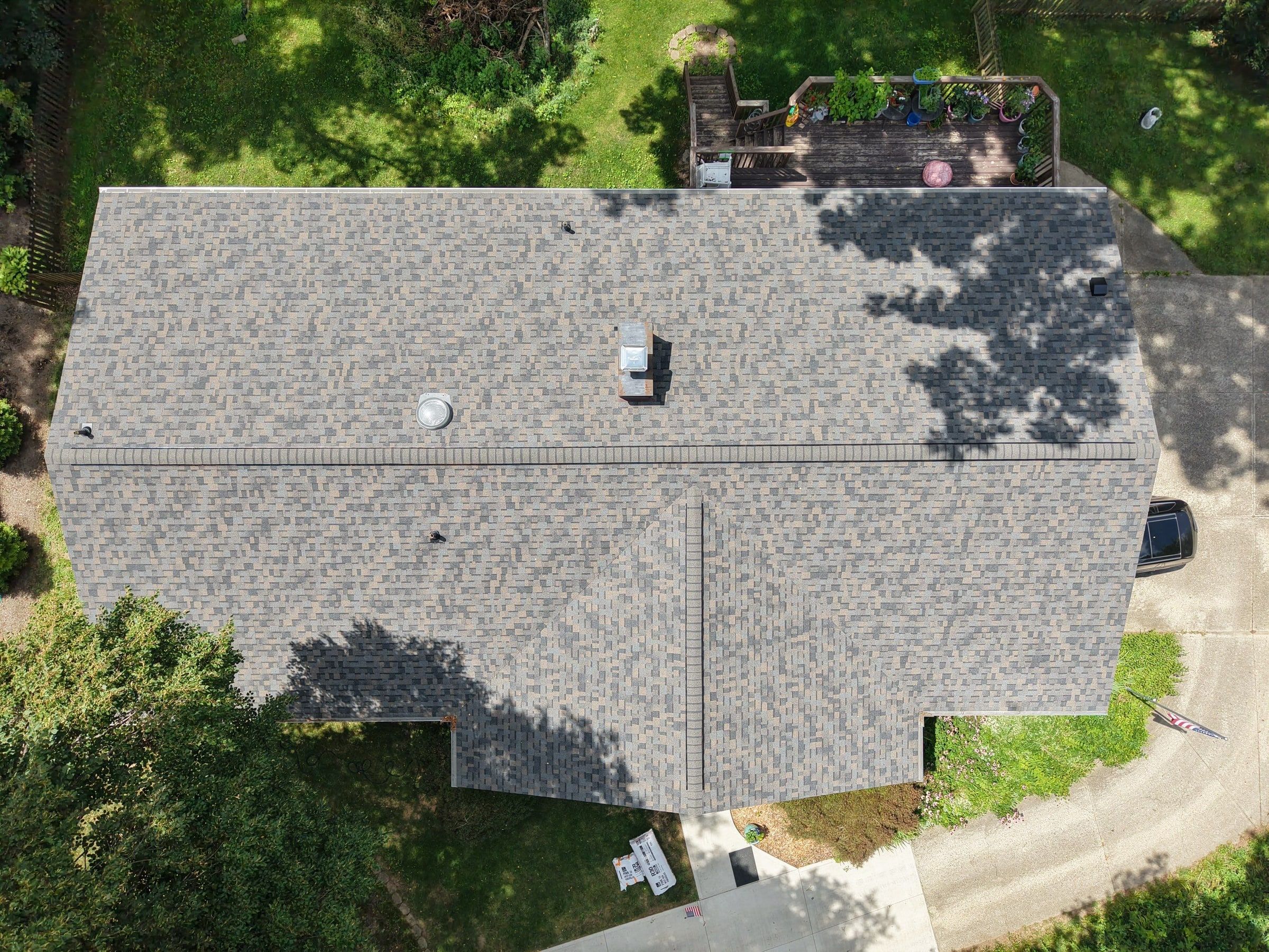 Whole finished roof from directly above