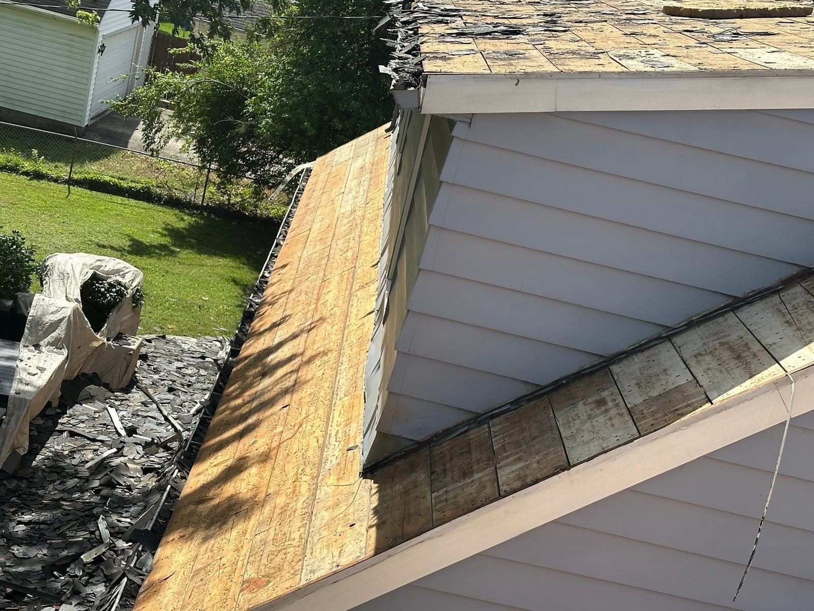 The bare deck at the corner of the dormer, Beavercreek, Ohio.