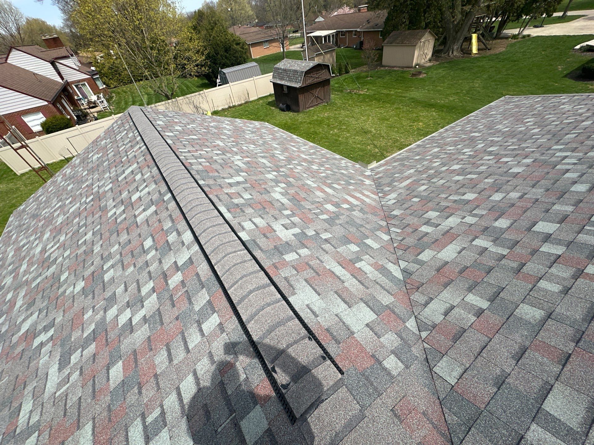 Finished valley where two new shingle slopes meet, Beavercreek, Ohio.