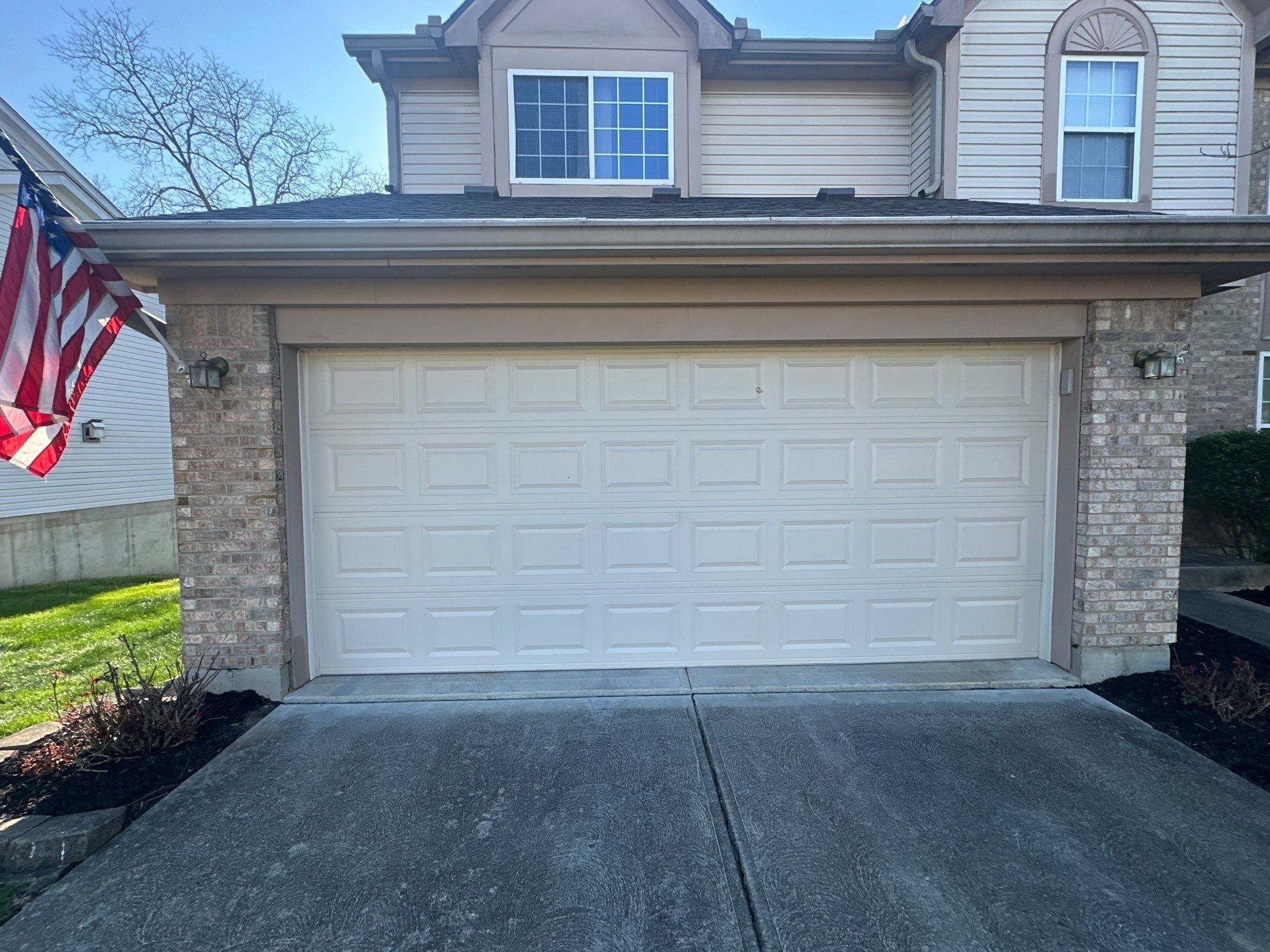 Garage door from the stamped drive